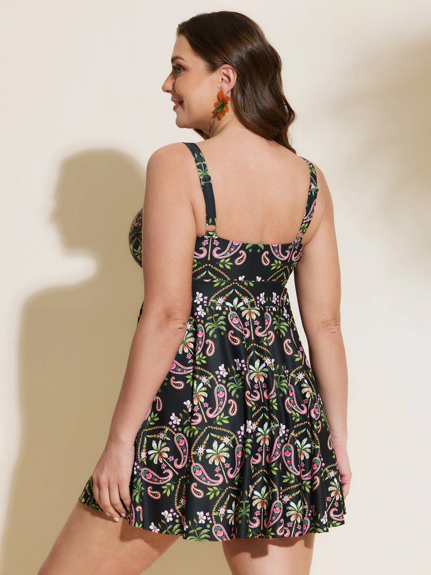 Floral Print Pockets Flowy Swim Dress - Image 4