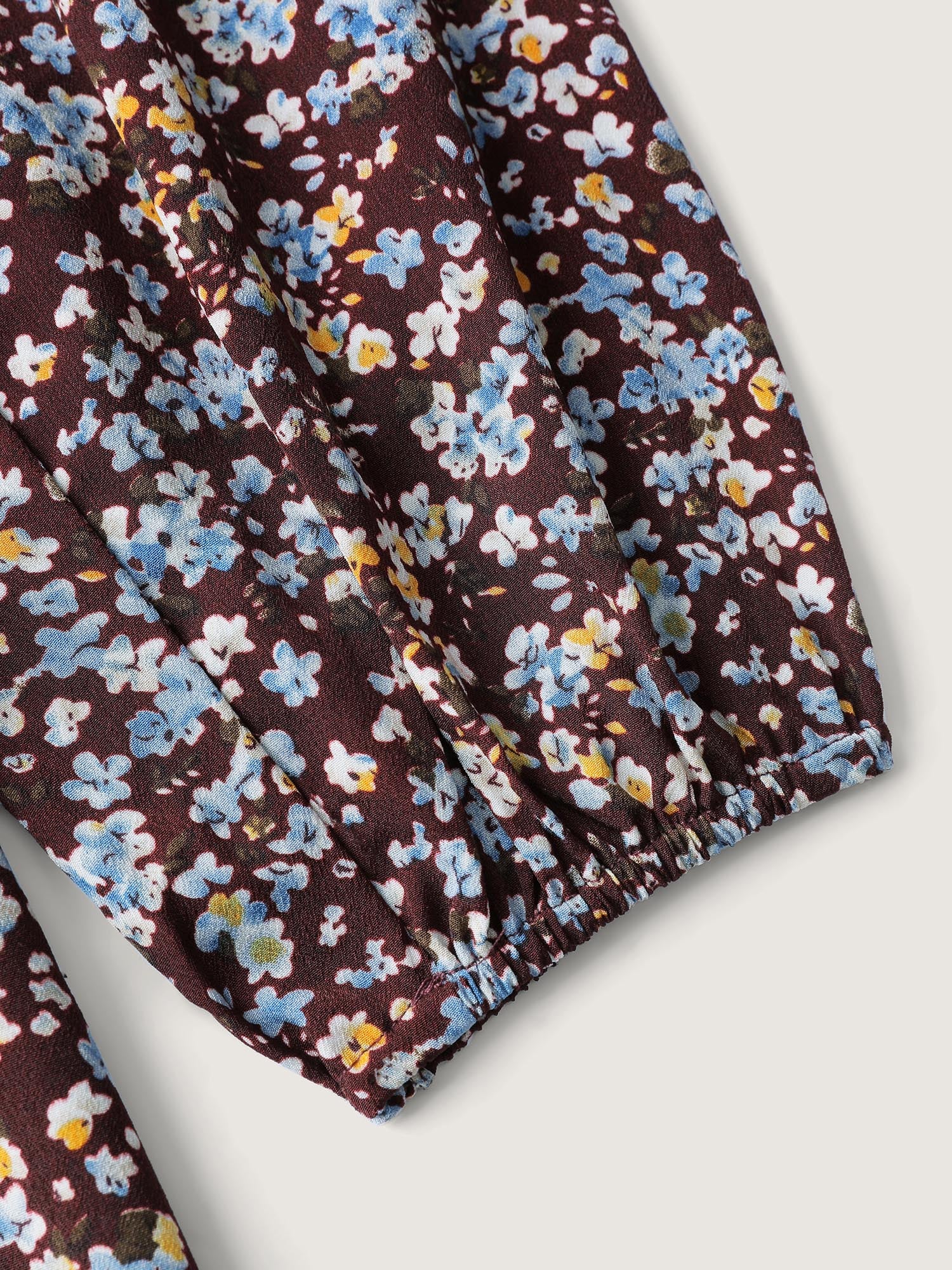 Floral Print Pockets Neckline Tie Maxi Dress - Image 5