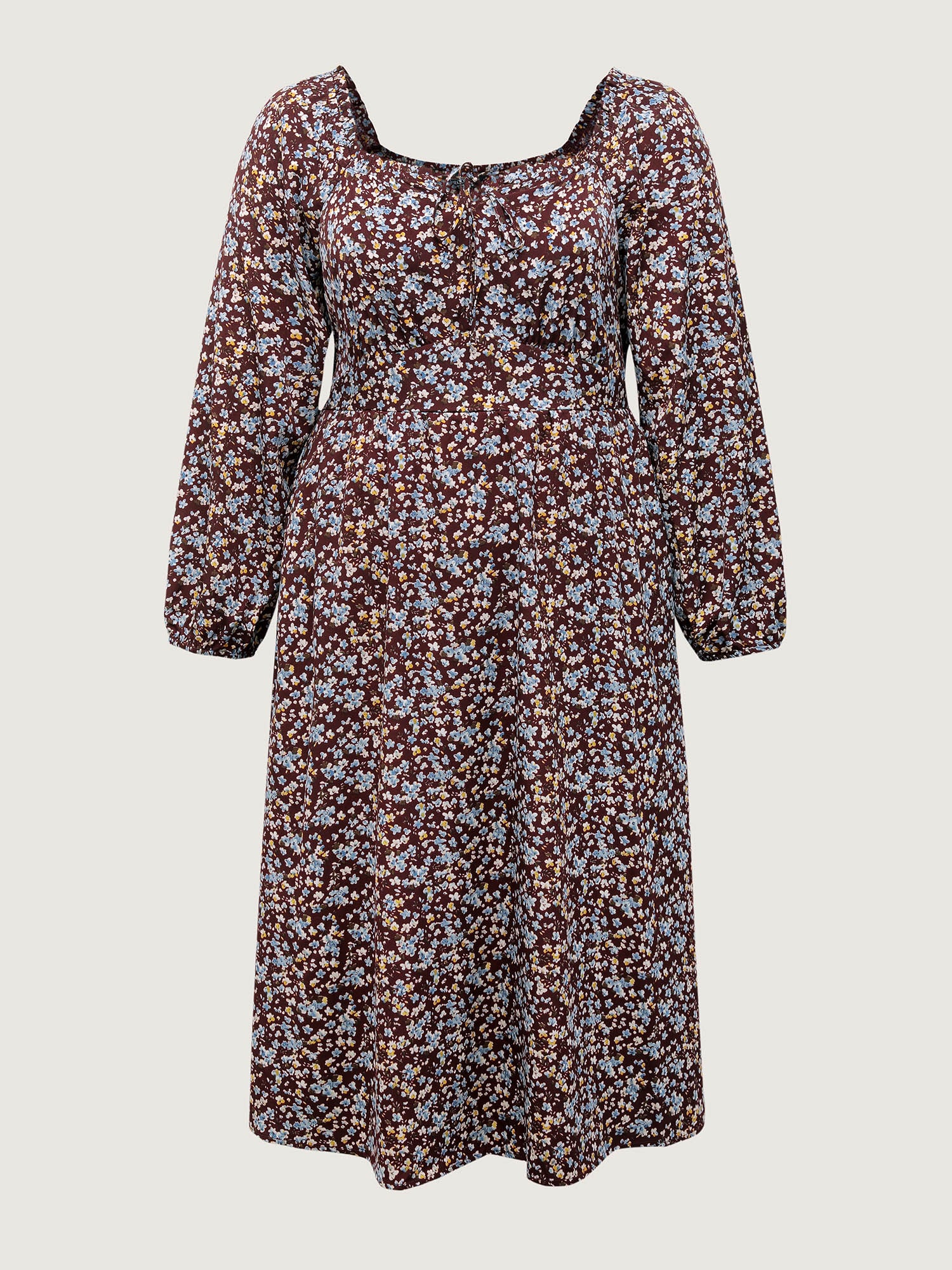 Floral Print Pockets Neckline Tie Maxi Dress - Image 7