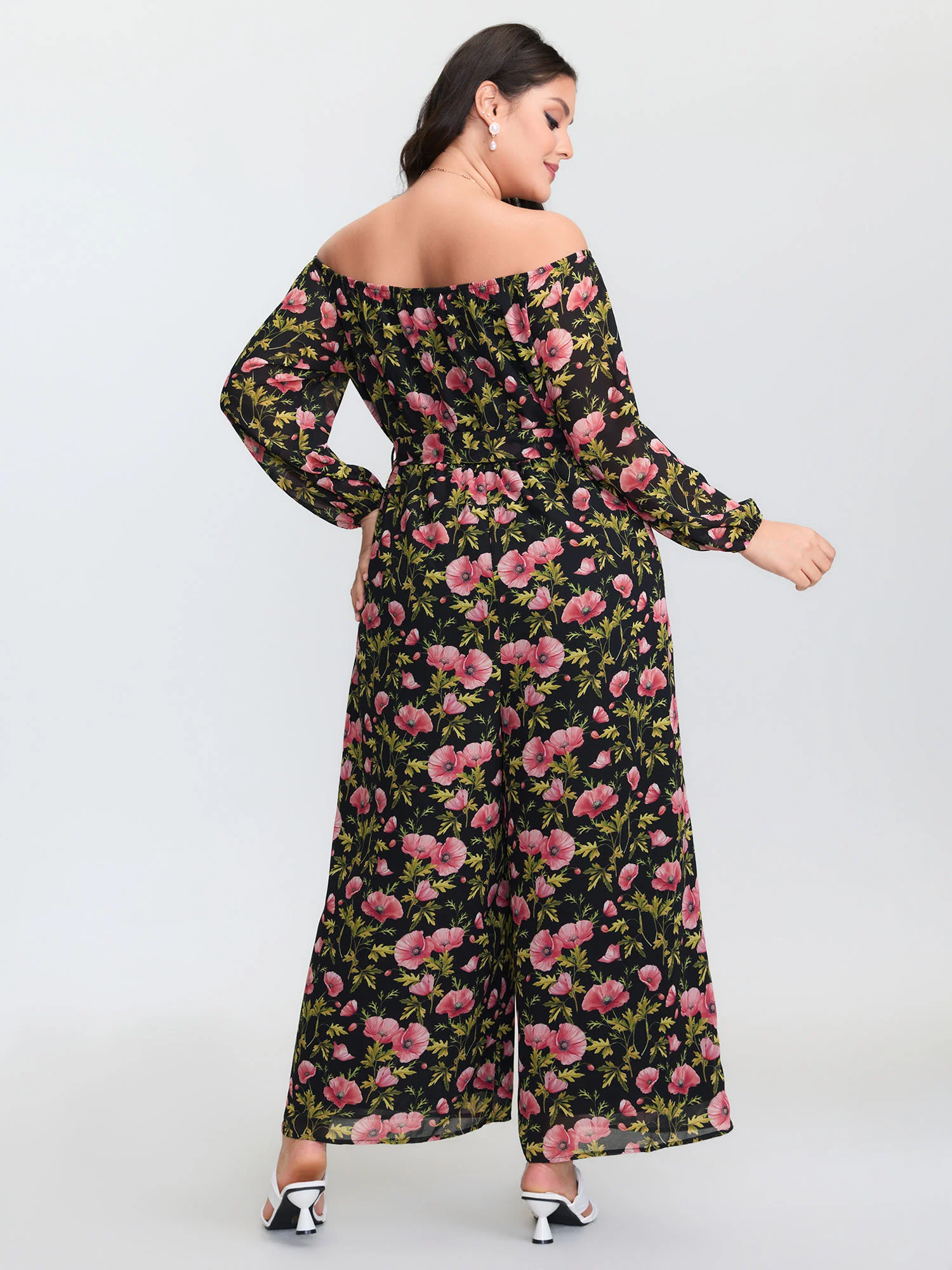 Floral Print Pockets Stretchy Waist Jumpsuit - Image 4