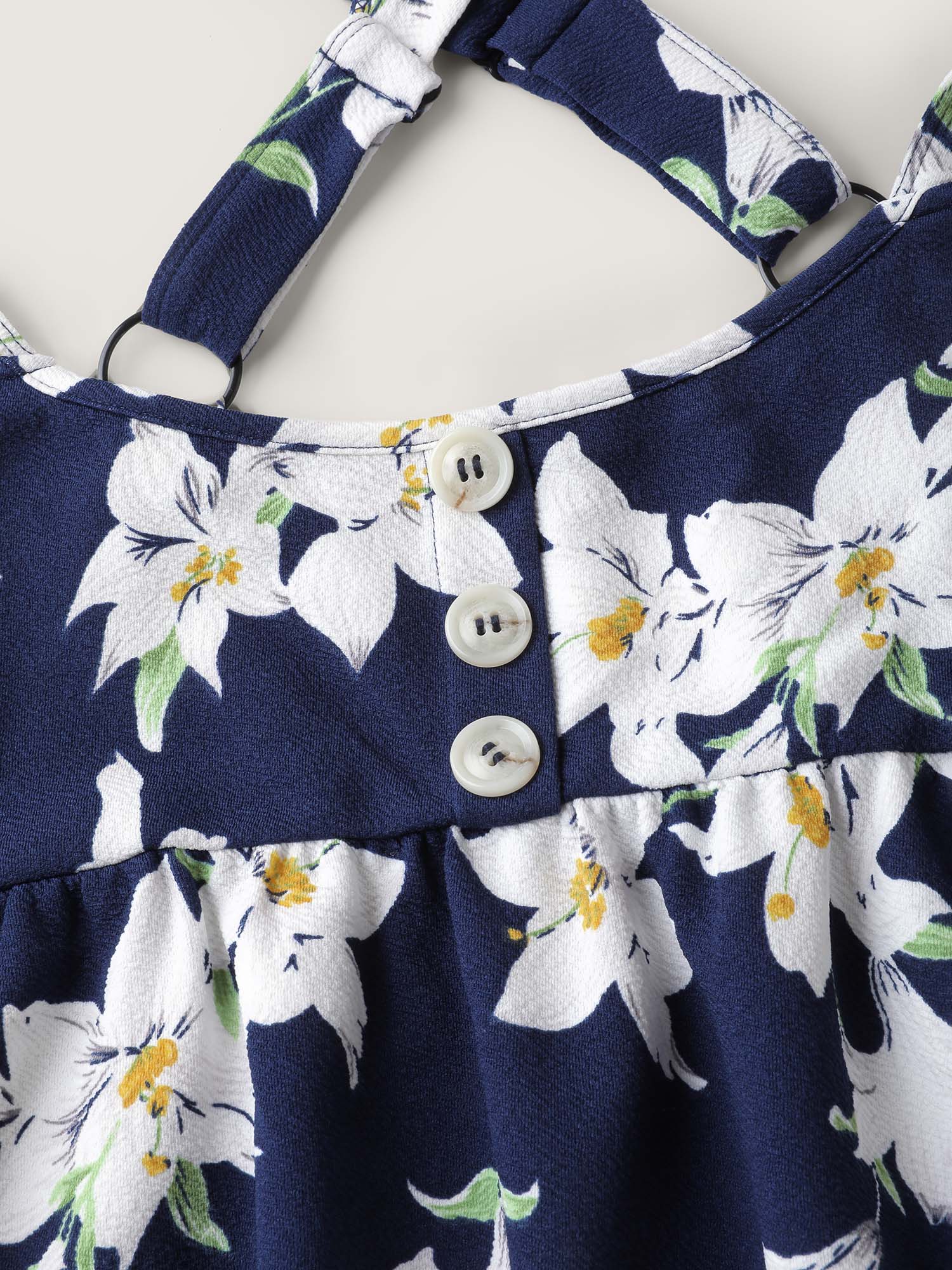 Floral Print Pockets Suspender Skirt Midi Dress - Image 6