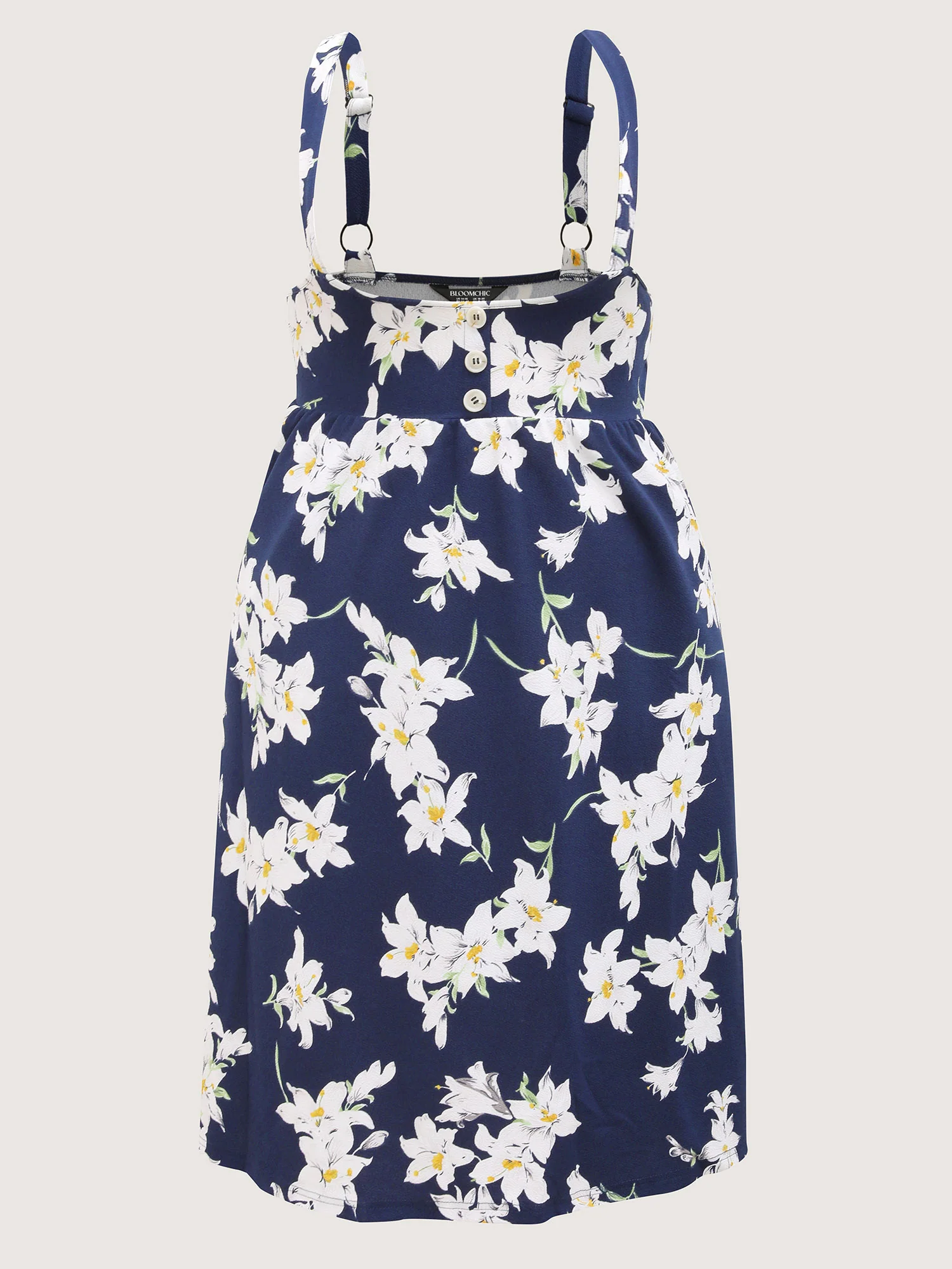 Floral Print Pockets Suspender Skirt Midi Dress - Image 7