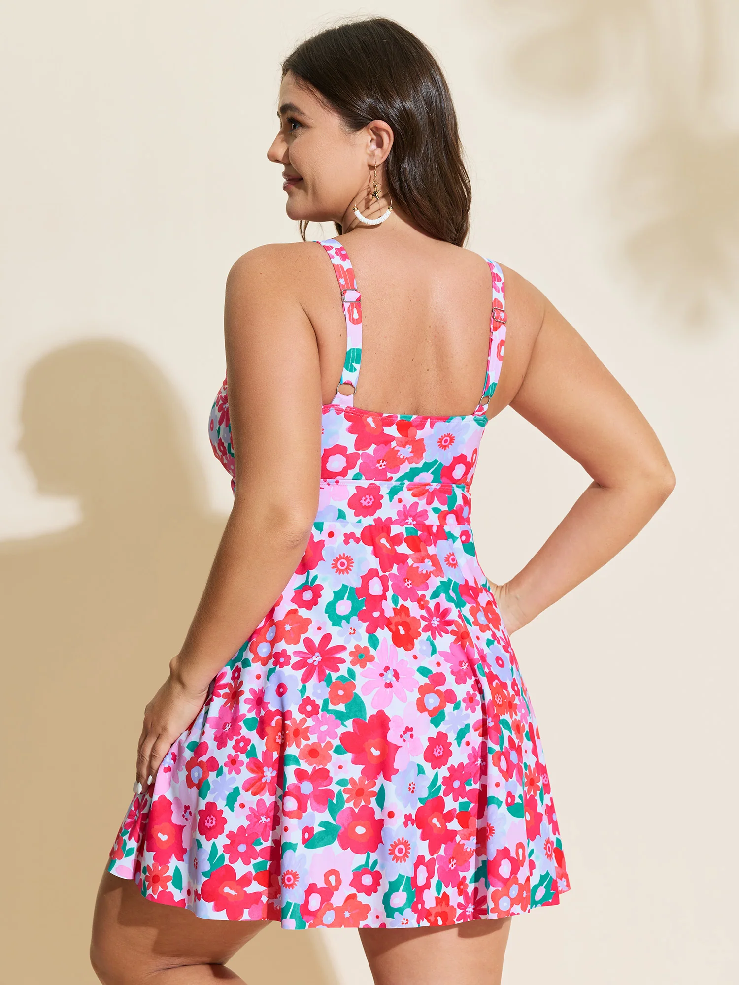 Floral Print Pockets Swim Dress - Image 4