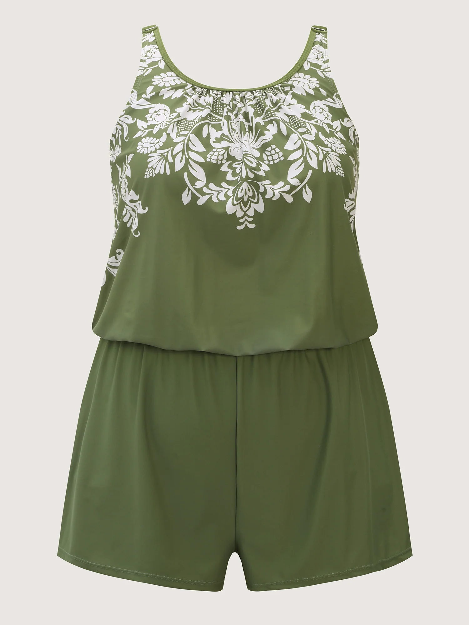 Floral Print Pockets Swim Romper - Image 7