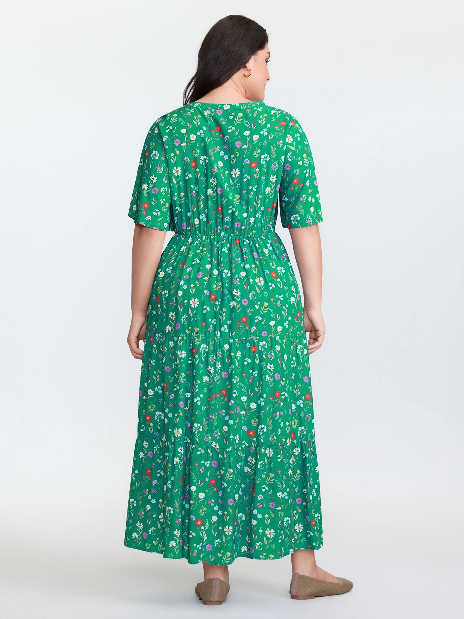 Floral Print Pockets Tiered Maxi Dress - Image 11