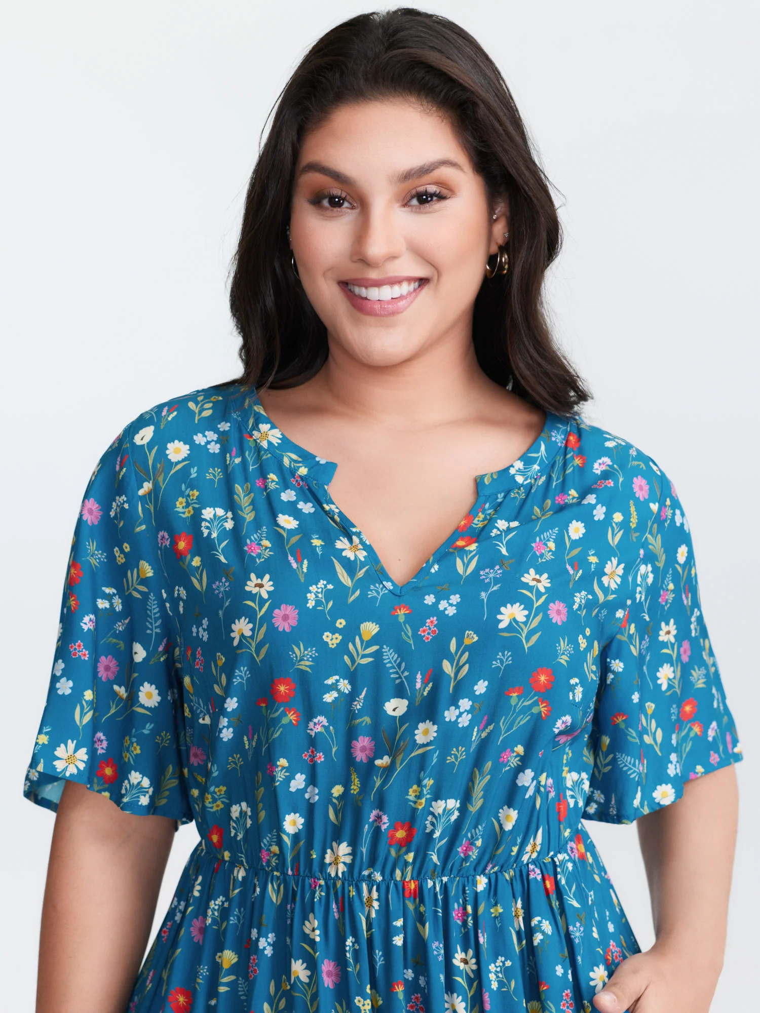 Floral Print Pockets Tiered Maxi Dress - Image 2