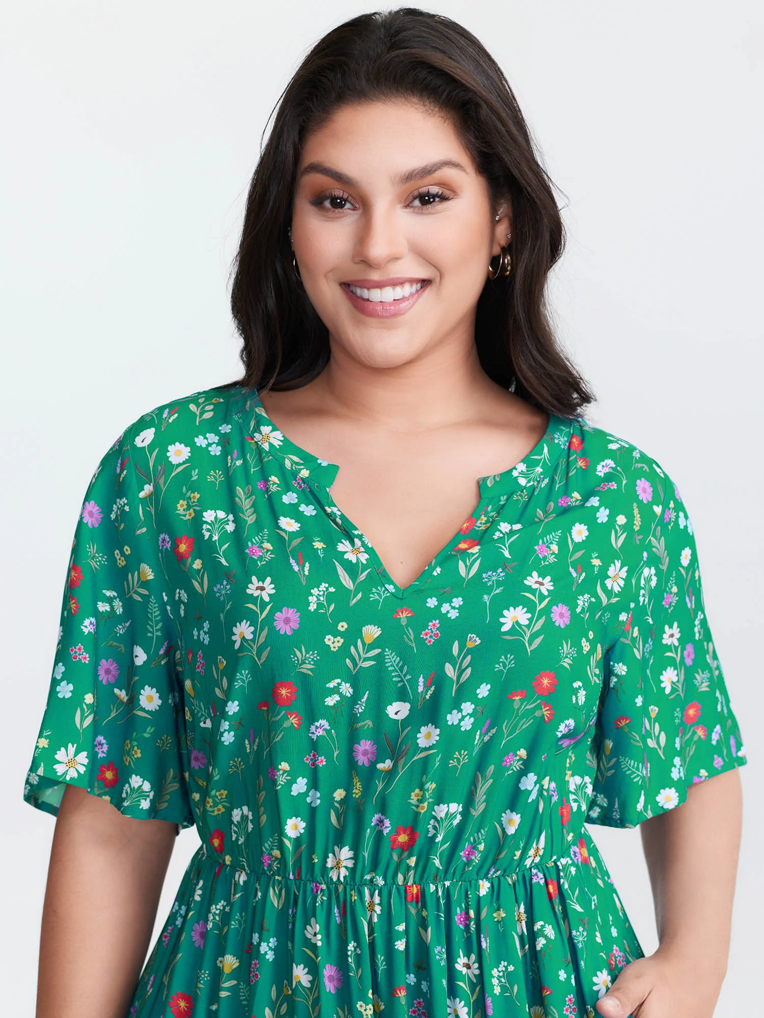 Floral Print Pockets Tiered Maxi Dress - Image 9