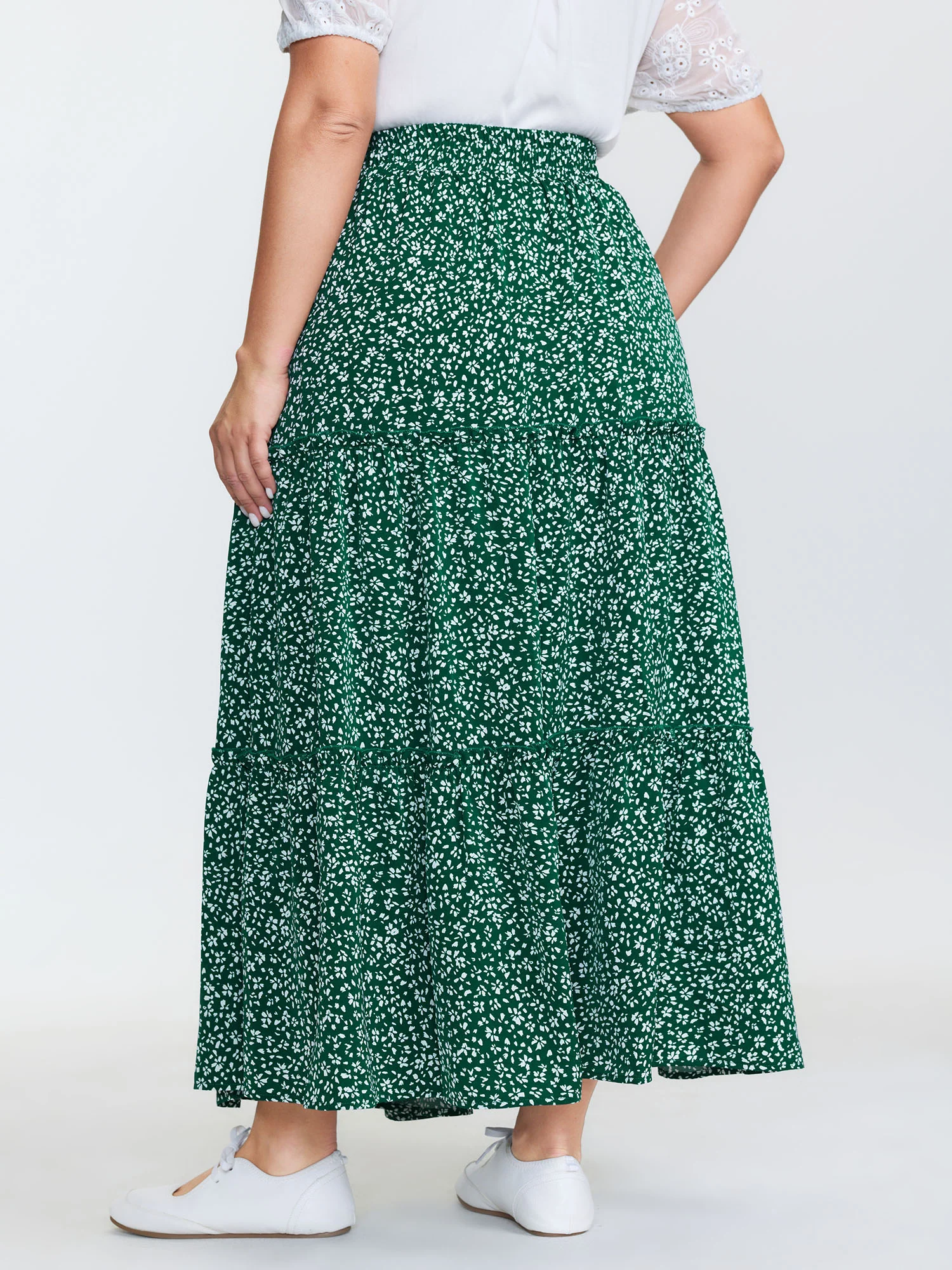 Floral Print Pockets Tiered Maxi Skirt - Image 5