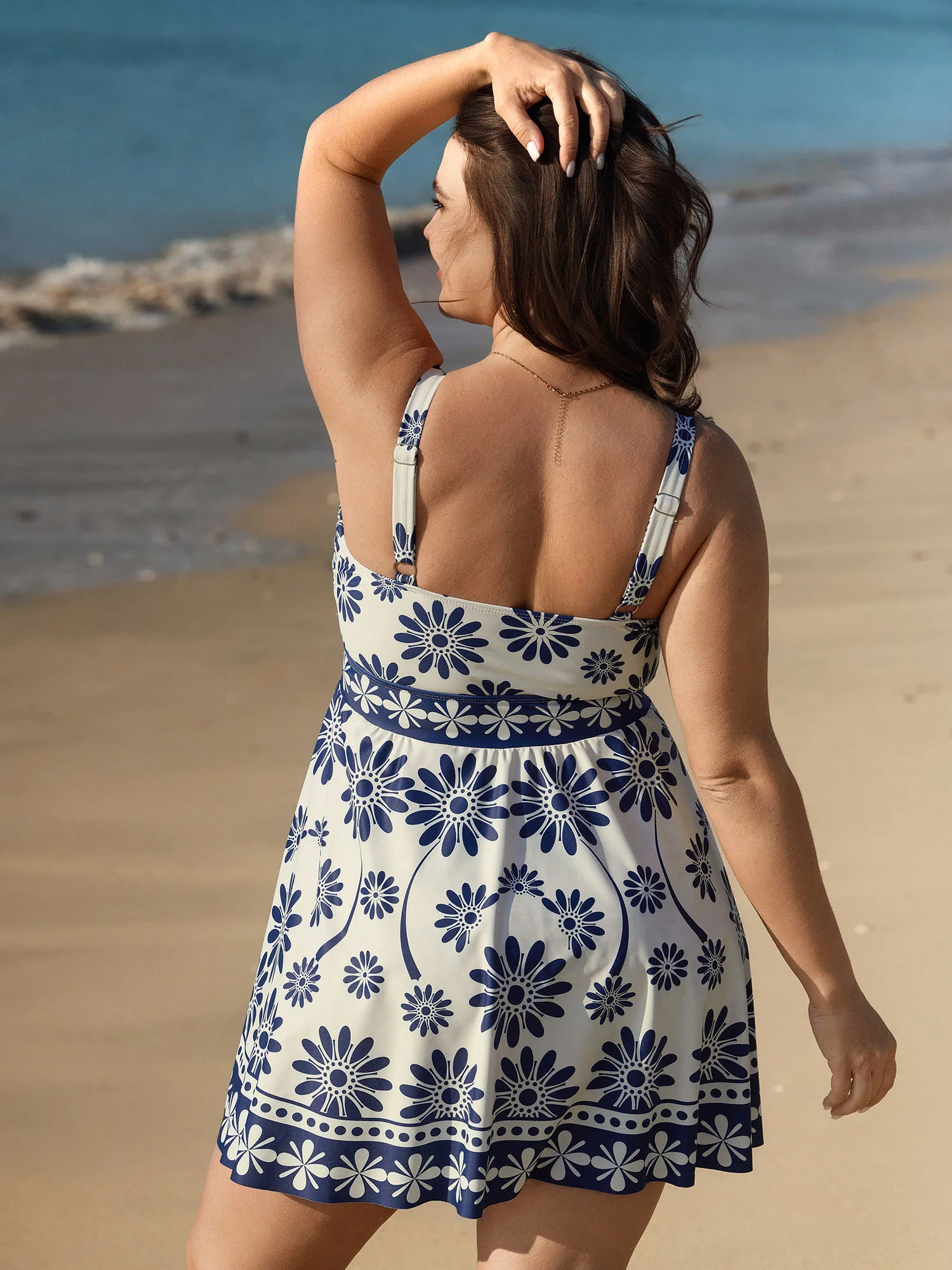 Floral Print Pockets Twist Swim Dress - Image 5