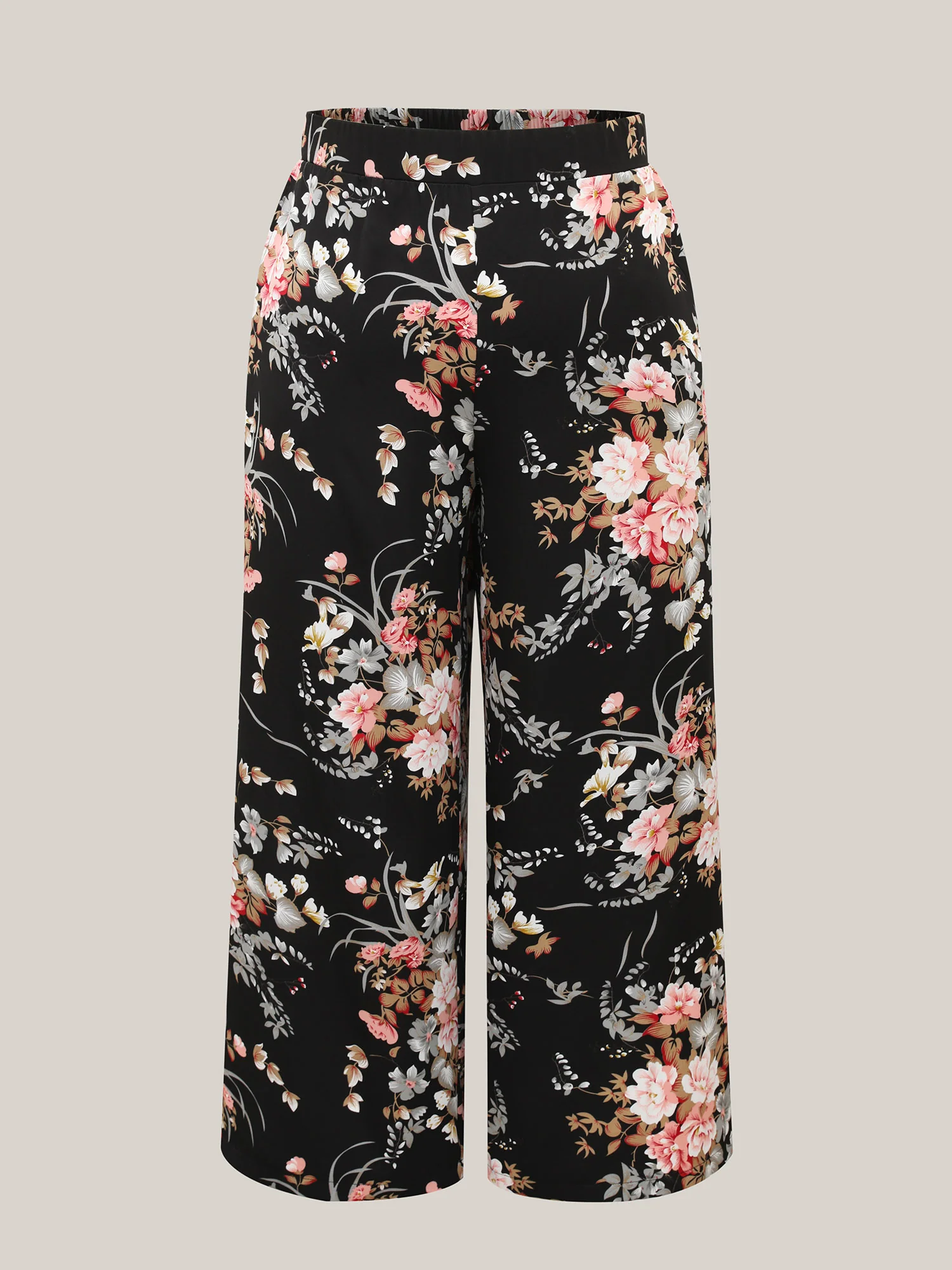 Floral Print Pockets Wide-Leg Pants - Image 5