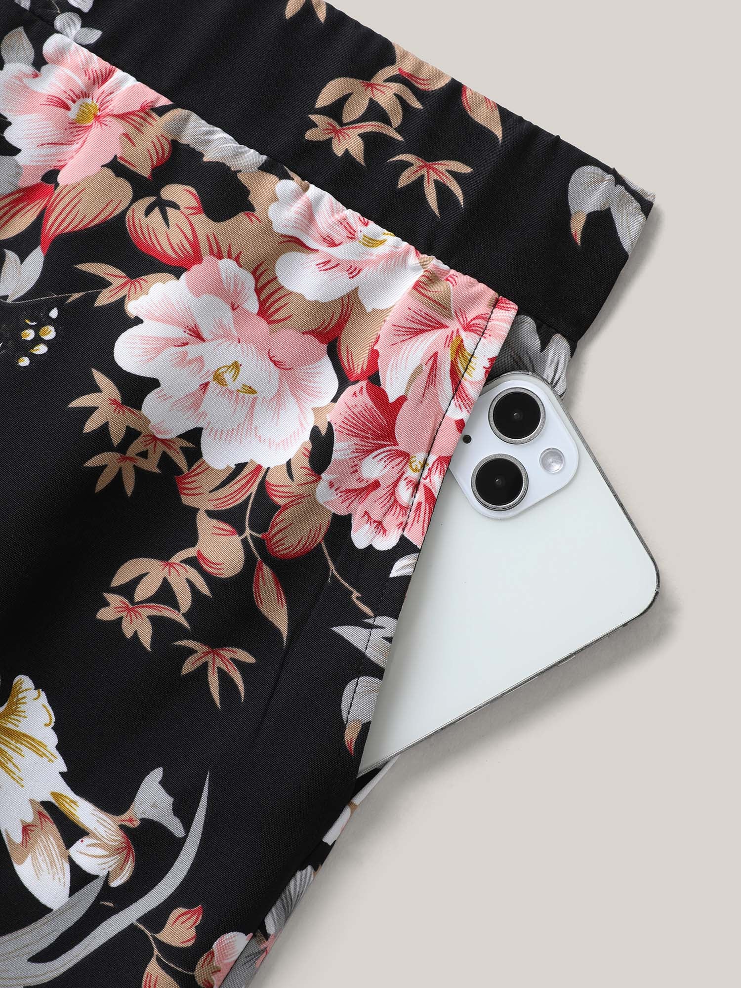 Floral Print Pockets Wide-Leg Pants - Image 6