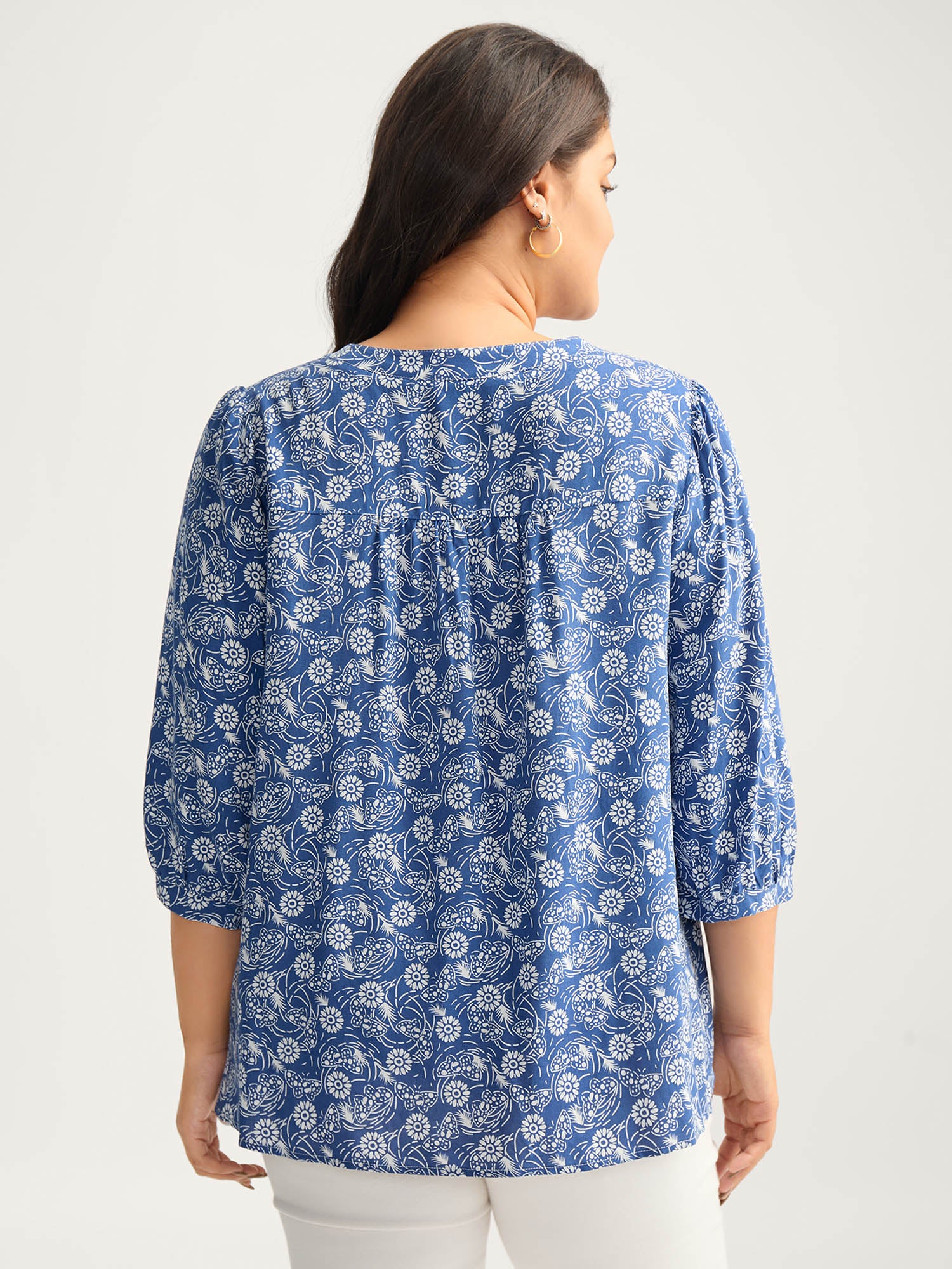 Floral Print Quarter Sleeve Blouse - Image 4