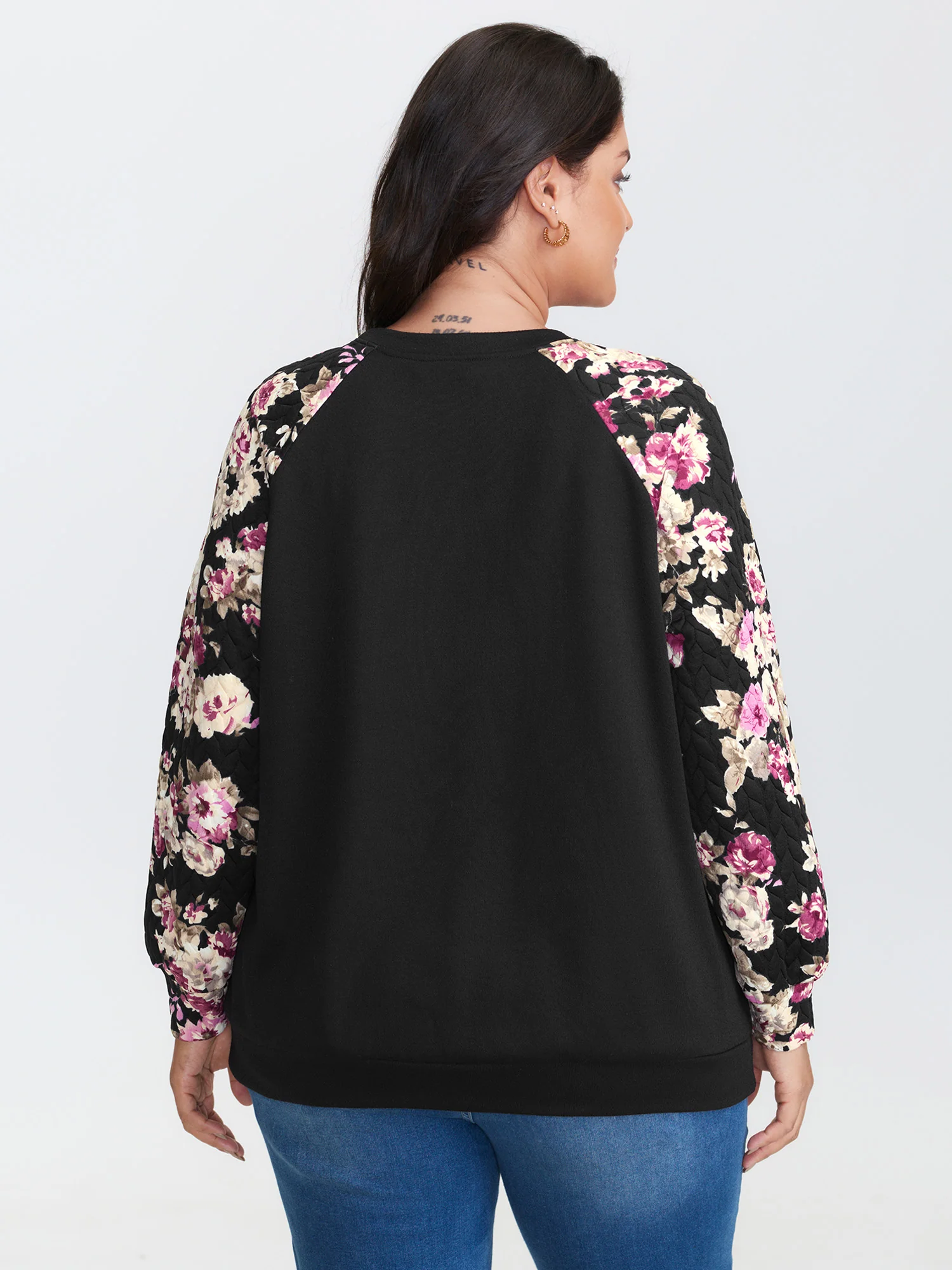 Floral Print Raglan Sleeve Sweatshirt - Image 4