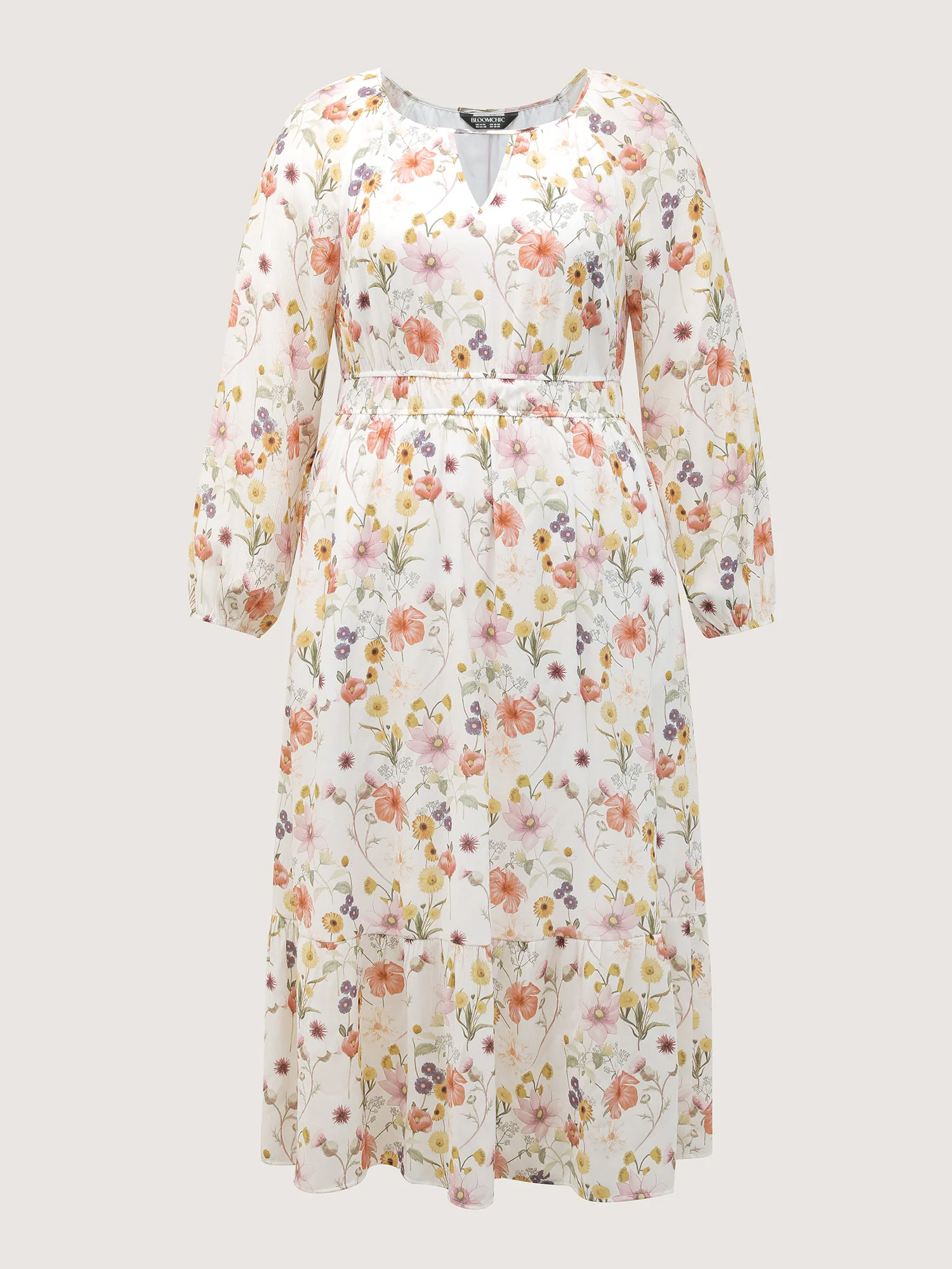 Floral Print Rayon Cut-Out Neck Maxi Dress - Image 7