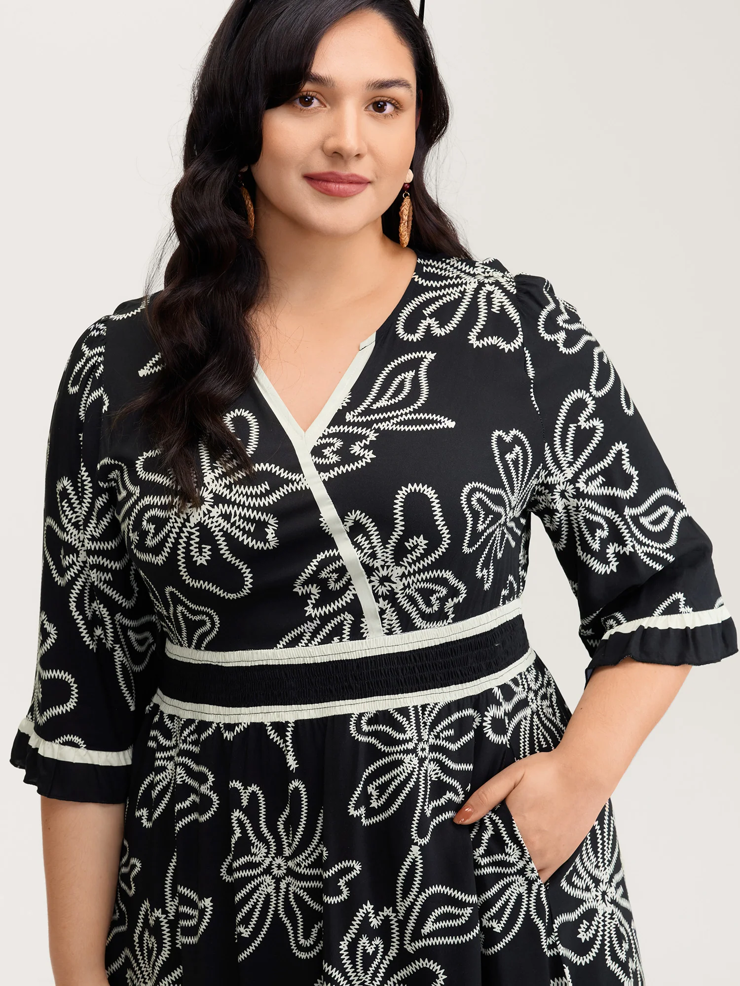 Floral Print Rayon Pockets Wrap Maxi Dress - Image 2
