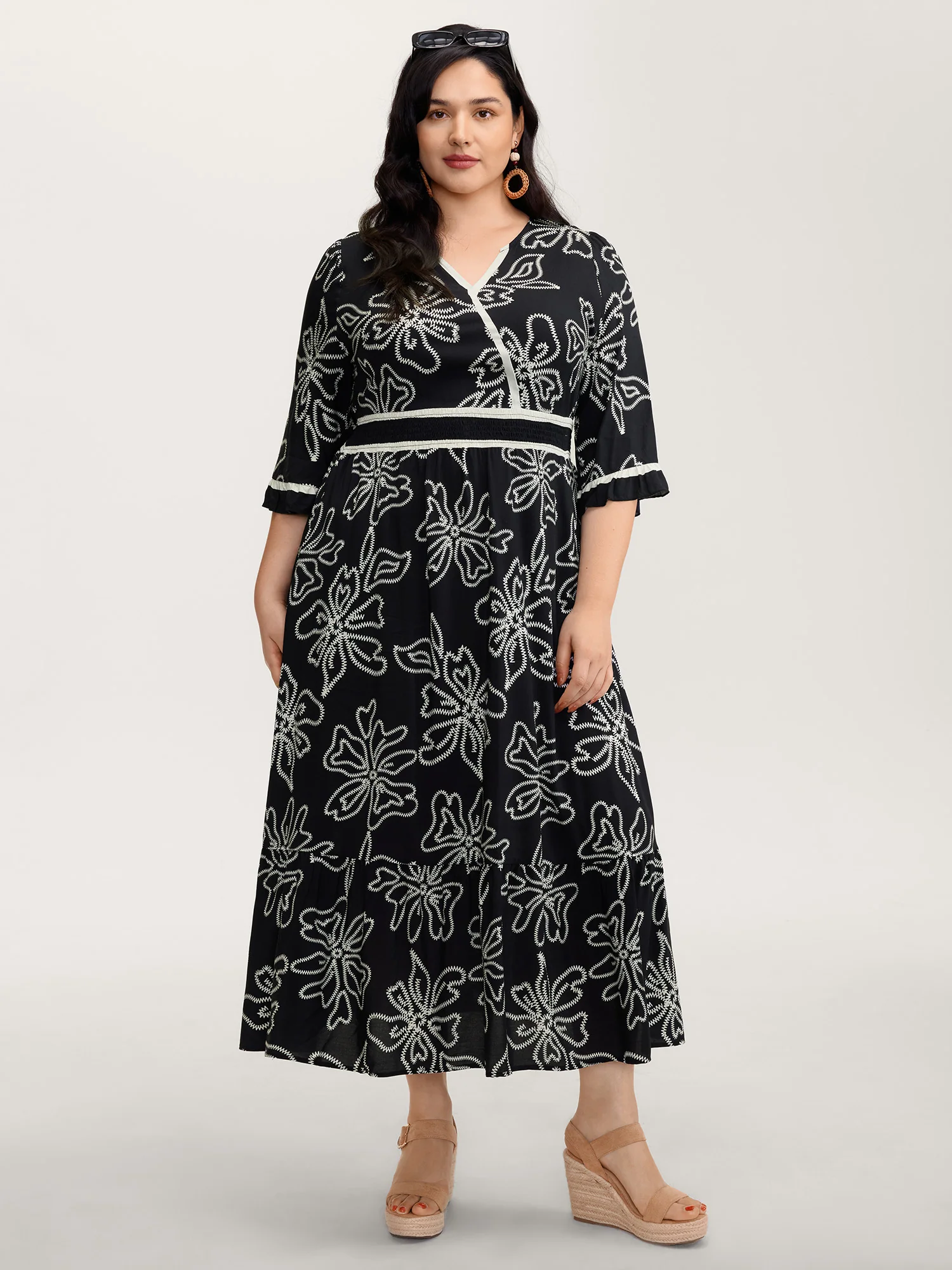 Floral Print Rayon Pockets Wrap Maxi Dress - Image 3