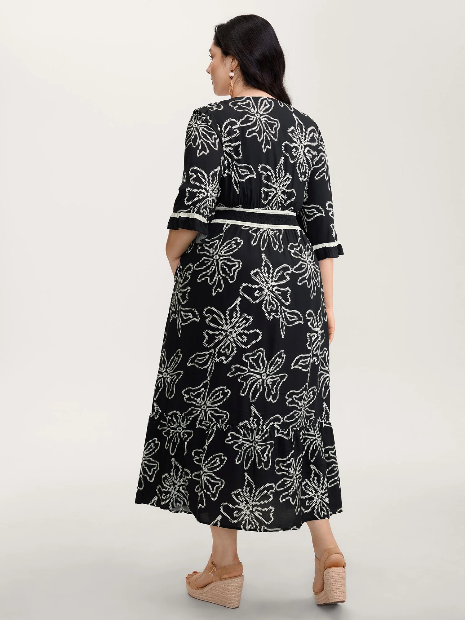 Floral Print Rayon Pockets Wrap Maxi Dress - Image 4