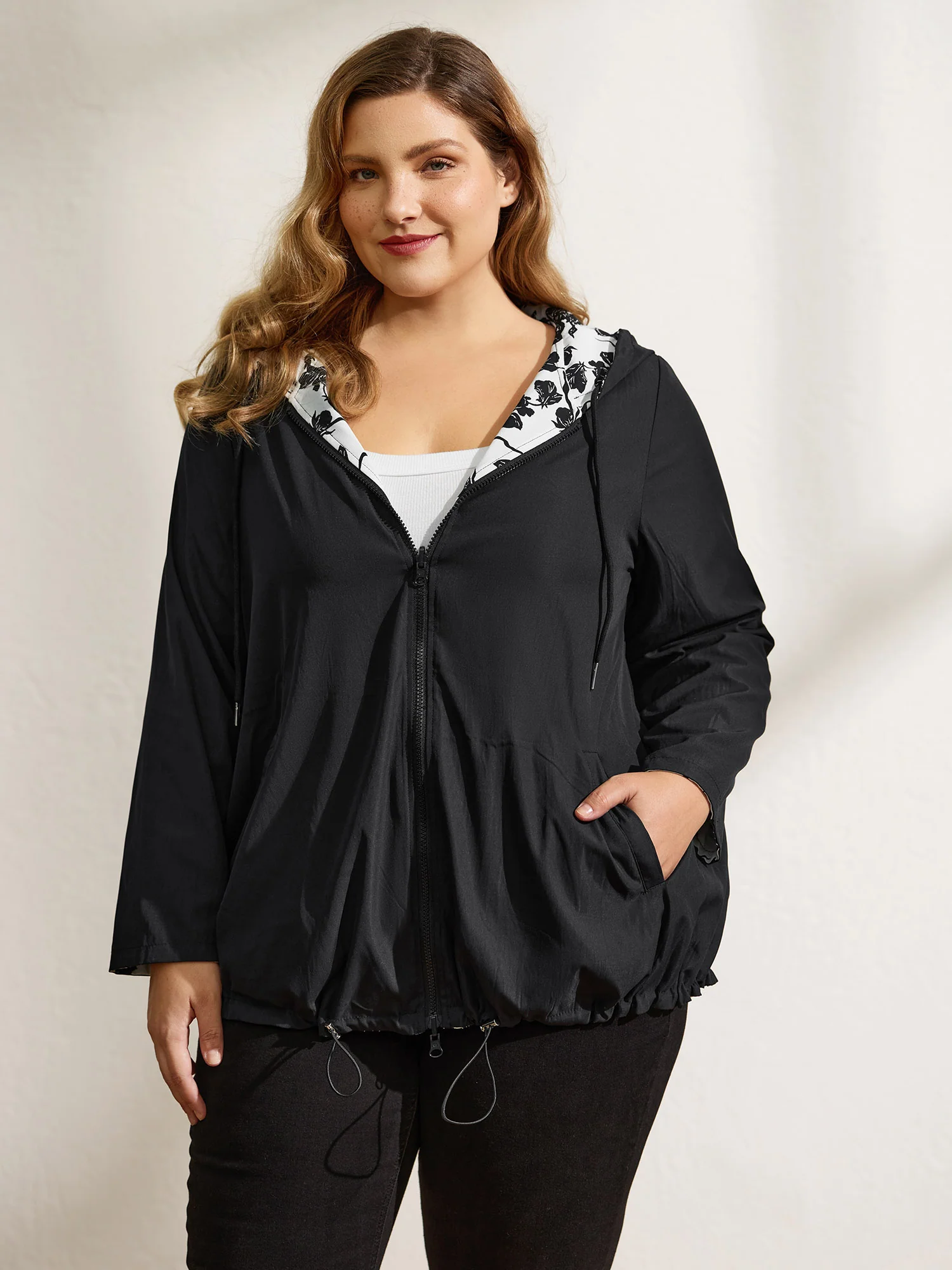 Floral Print Reversible Hooded Coat - Image 5