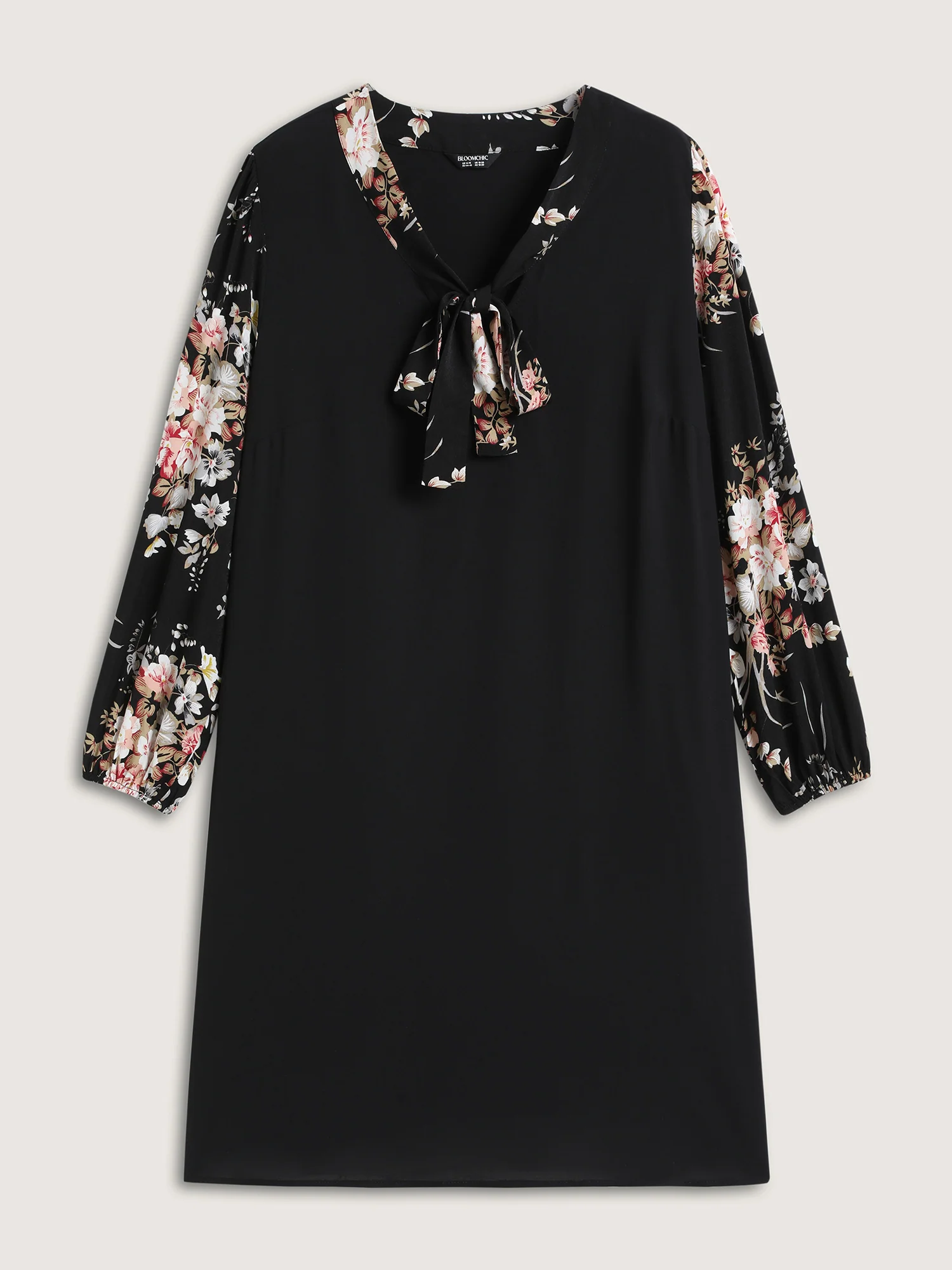 Floral Print Ribbon-Tie Neck Midi Dress - Image 7
