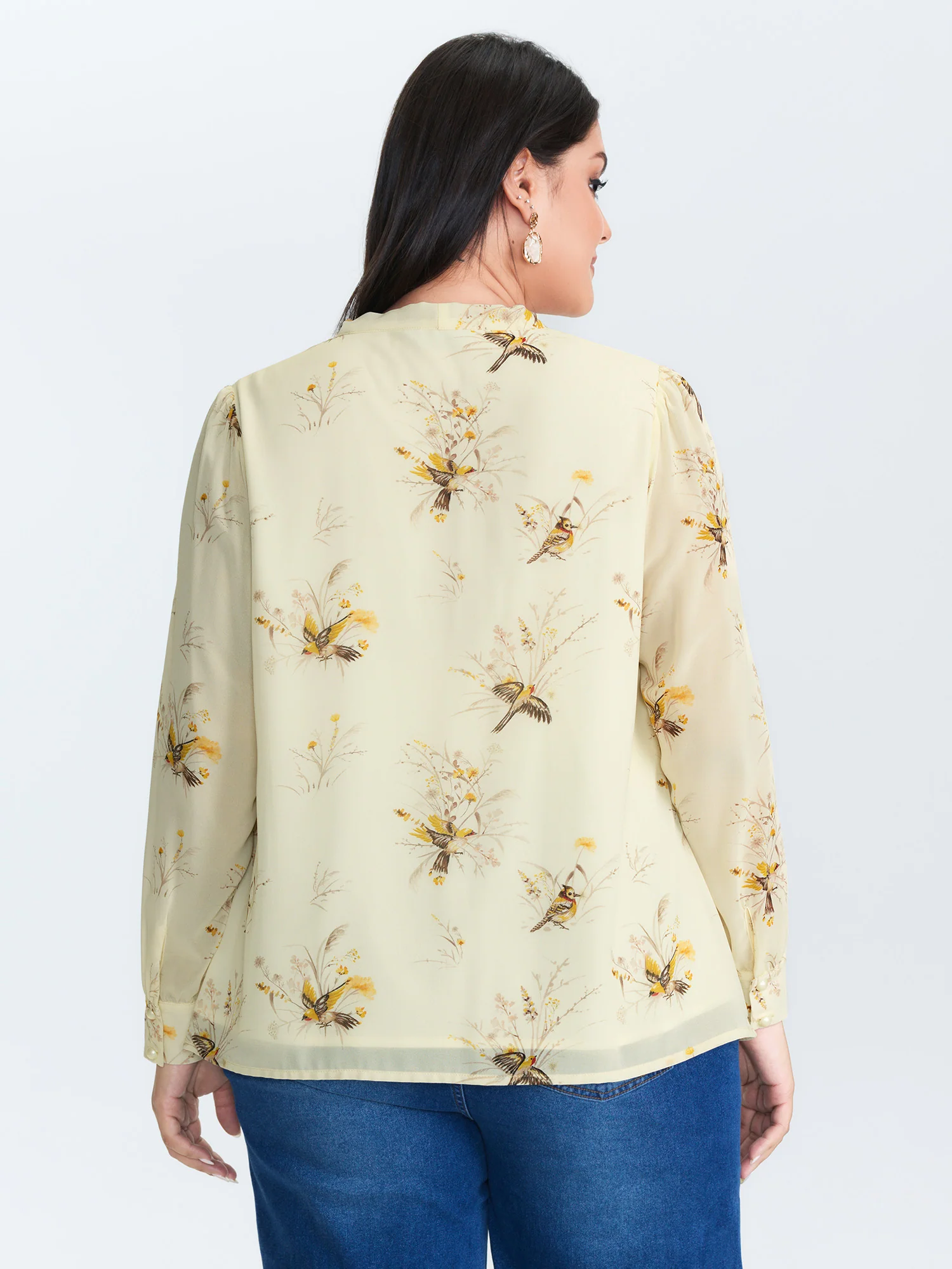 Floral Print Ribbon-Tie Neckline Blouse - Image 4