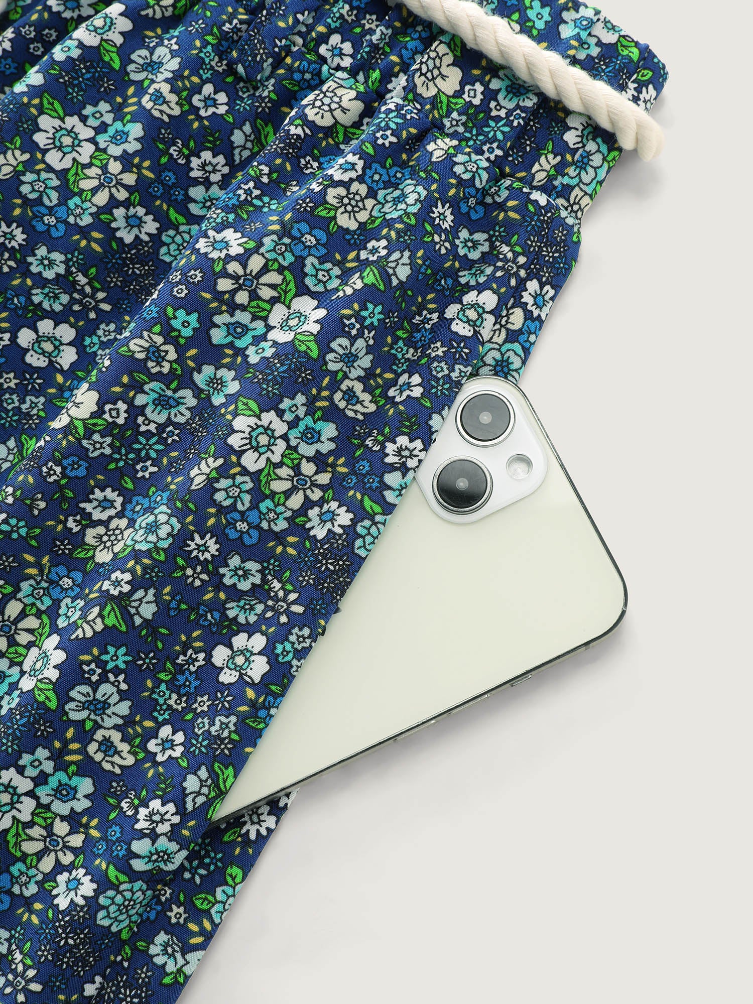 Floral Print Rope Tie Waist Shorts - Image 6