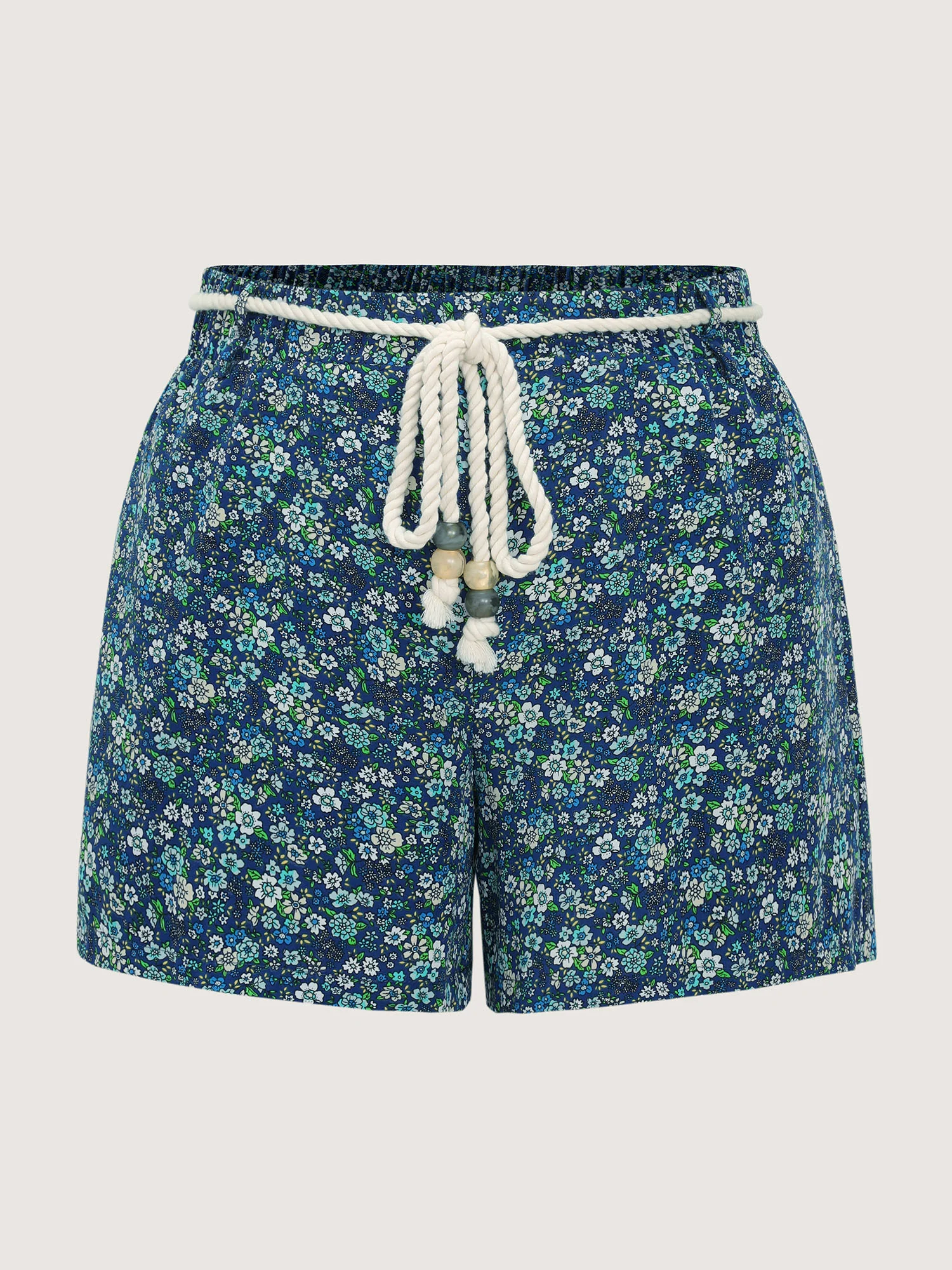 Floral Print Rope Tie Waist Shorts - Image 7