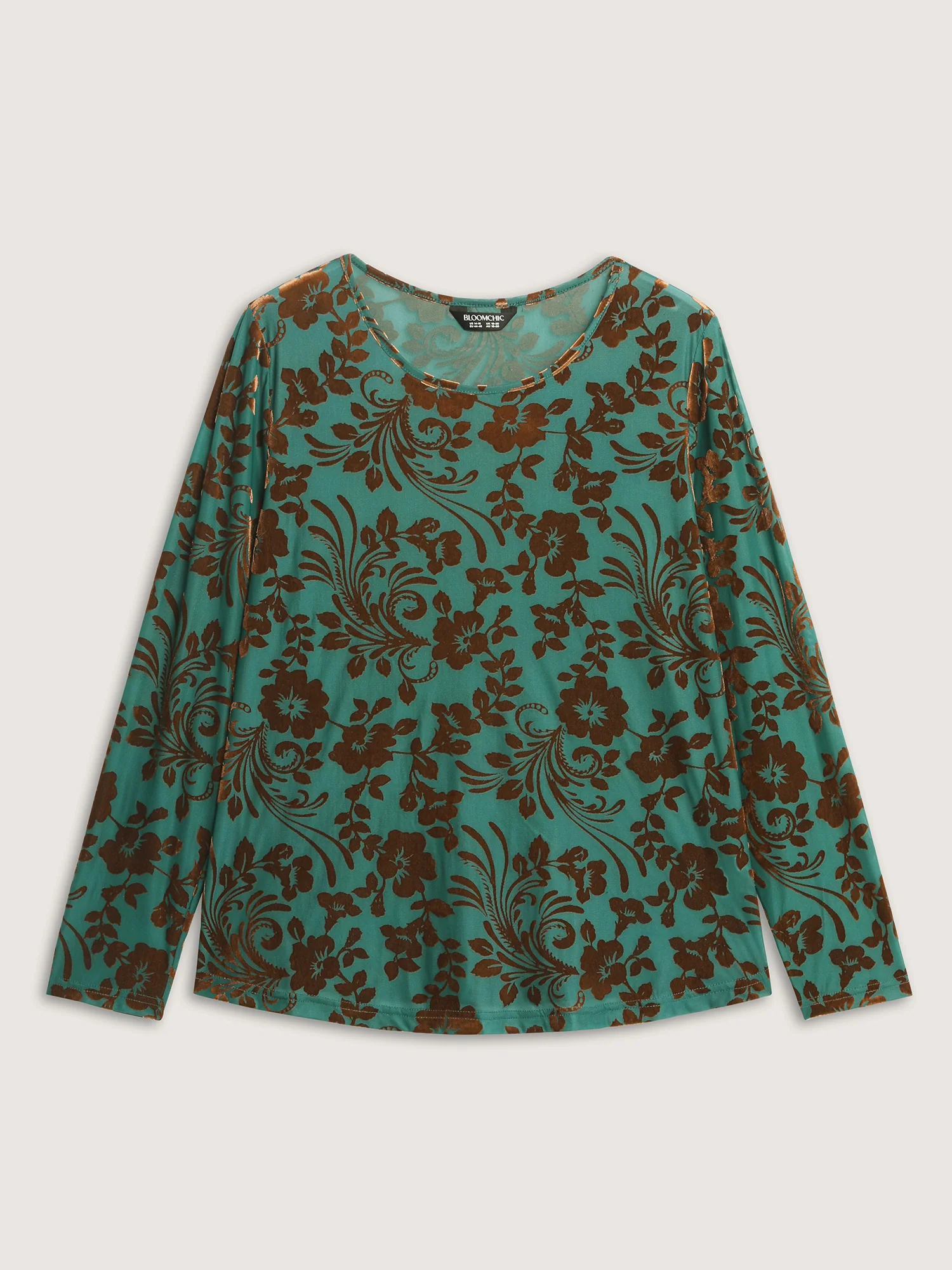 Floral Print Round Neck Fitted Knit Top - Image 9