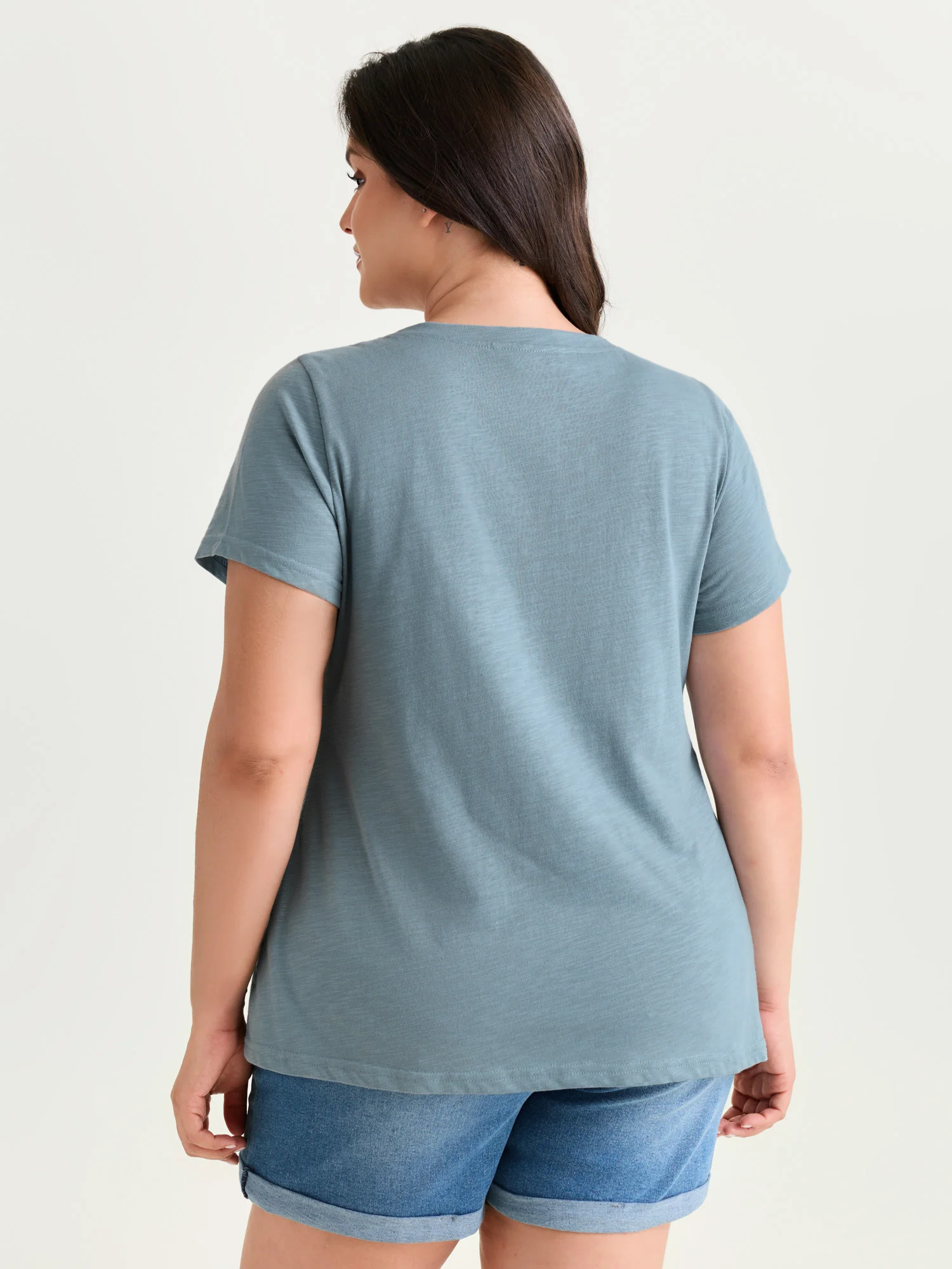Floral Print Round Neck Textured T-Shirt - Image 4