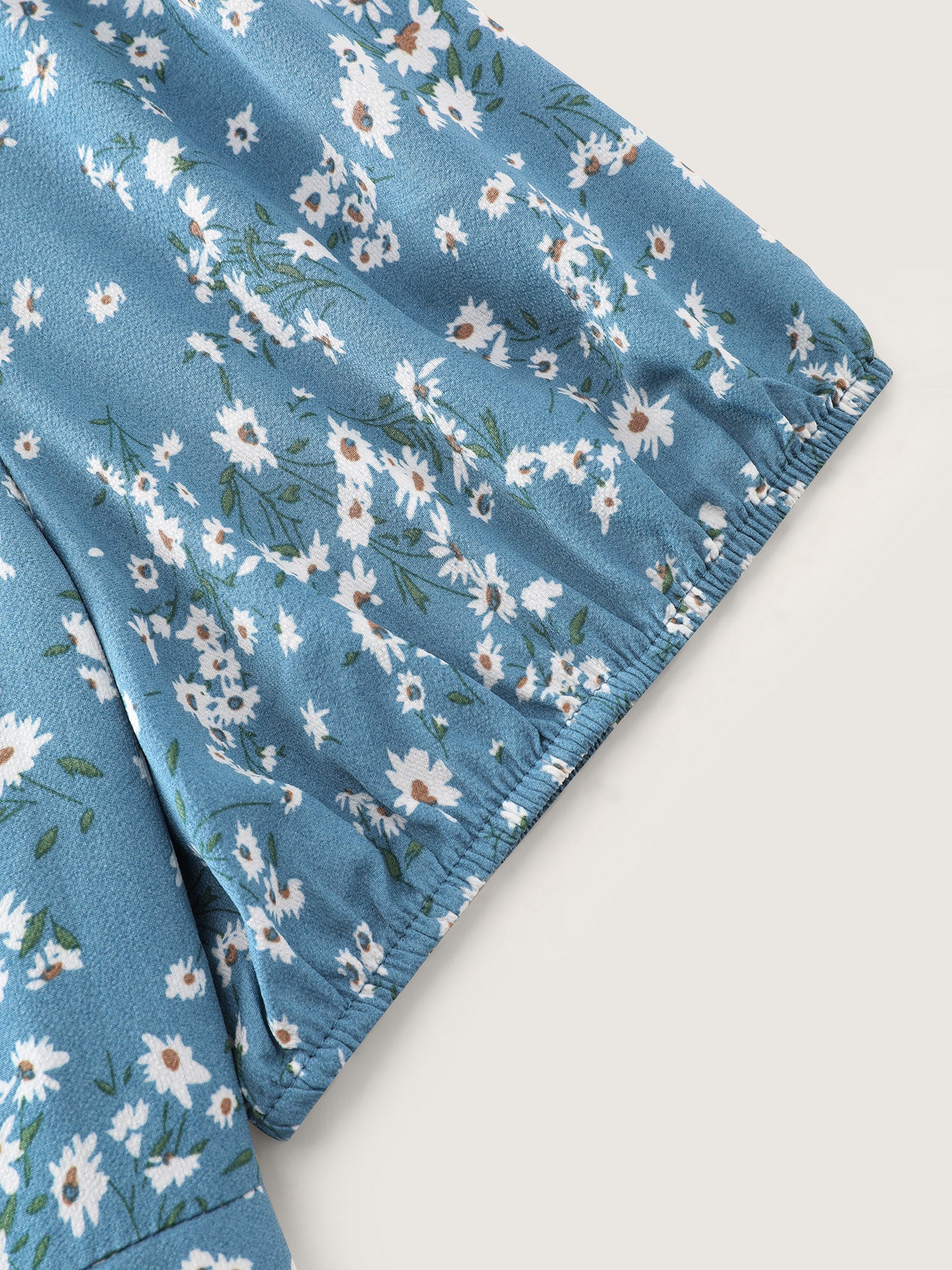 Floral Print Ruched Adjustable Drawstring Hem Midi Dress - Image 7