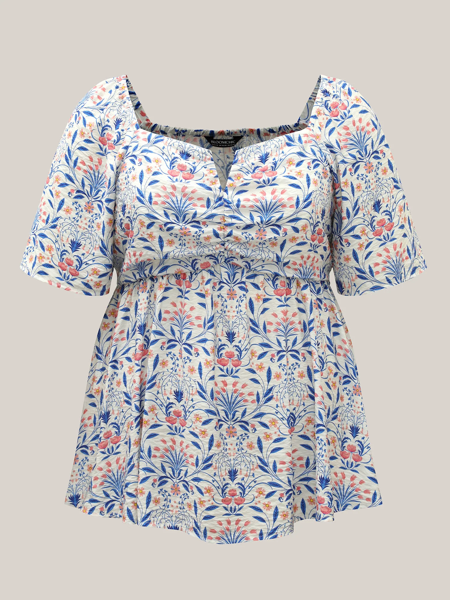 Floral Print Ruched Bodice Blouse - Image 7