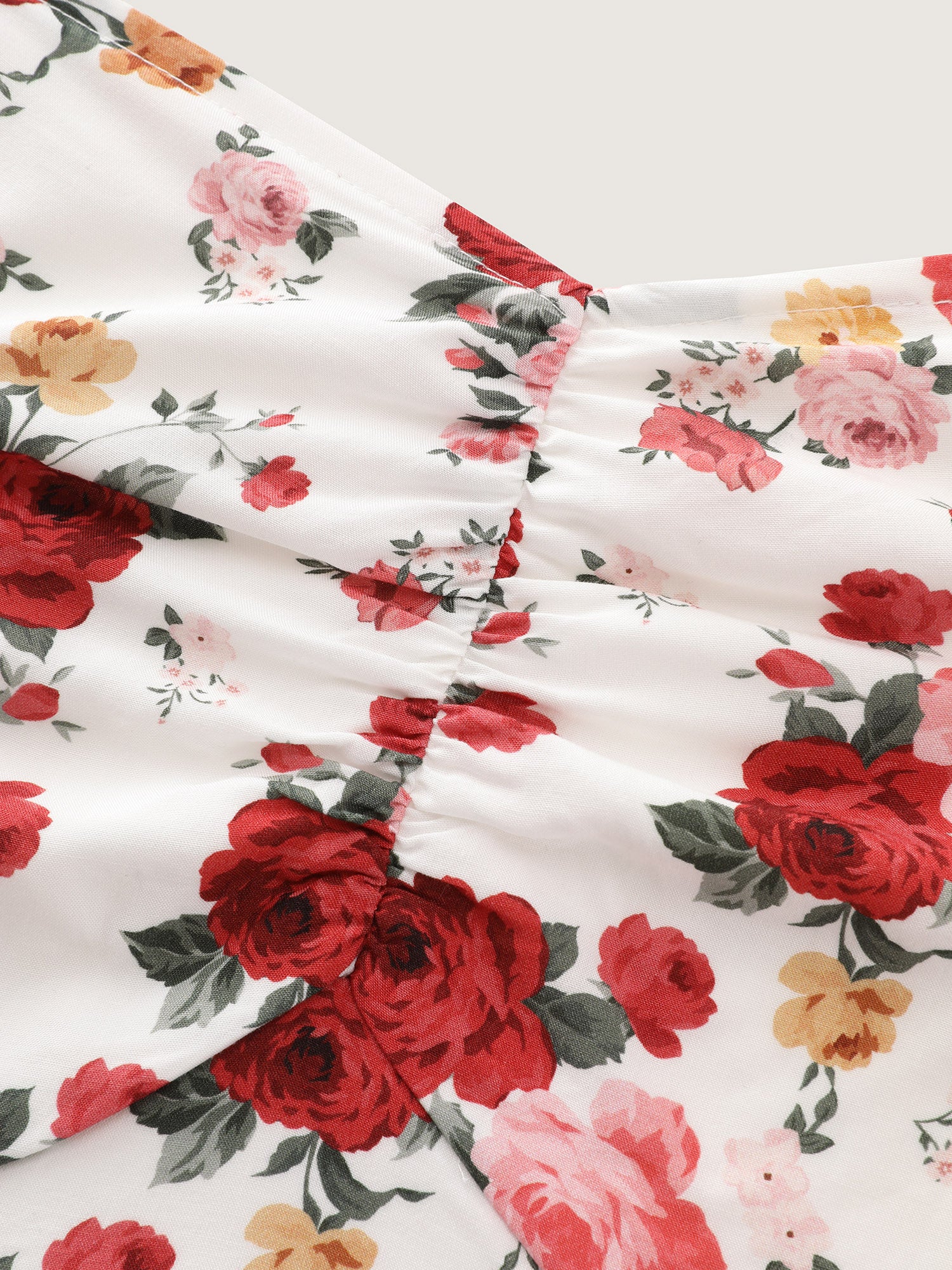 Floral Print Ruched Bodice Bowknot Maxi Dress - Image 5