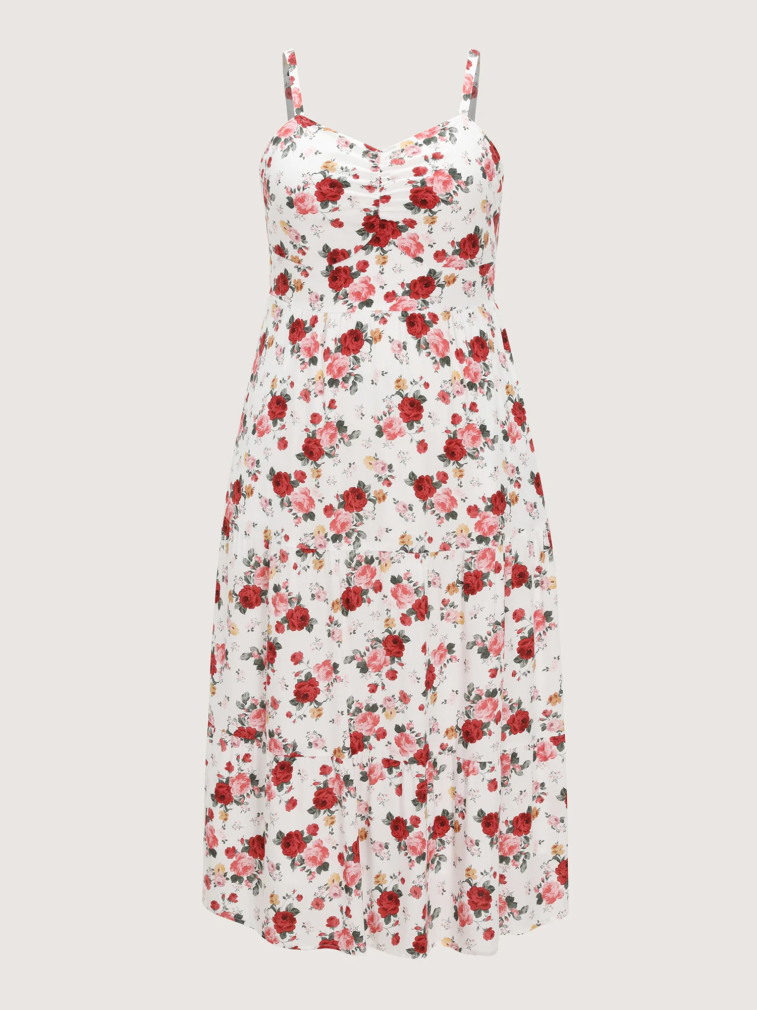 Floral Print Ruched Bodice Bowknot Maxi Dress - Image 7