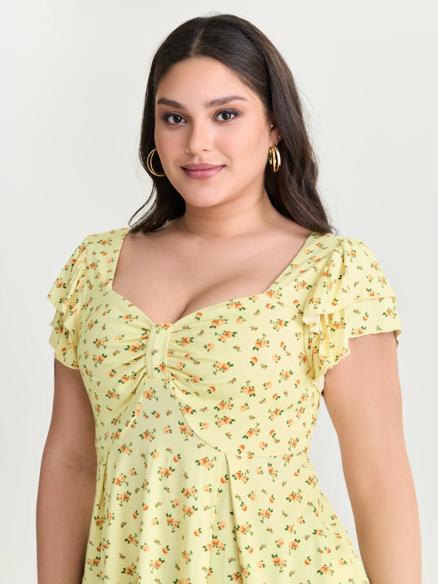 Floral Print Ruched Bodice Knit Top - Image 2