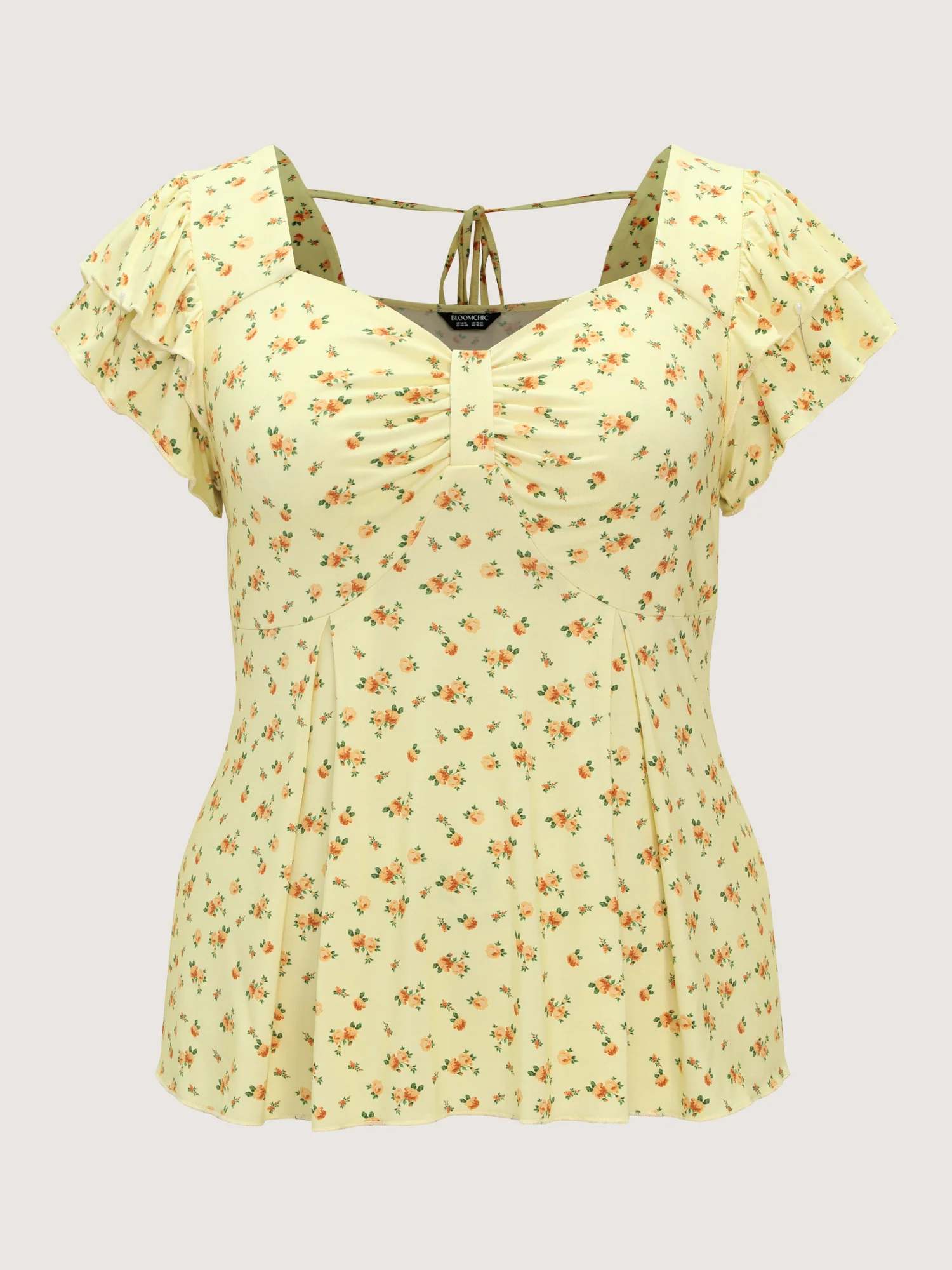 Floral Print Ruched Bodice Knit Top - Image 7