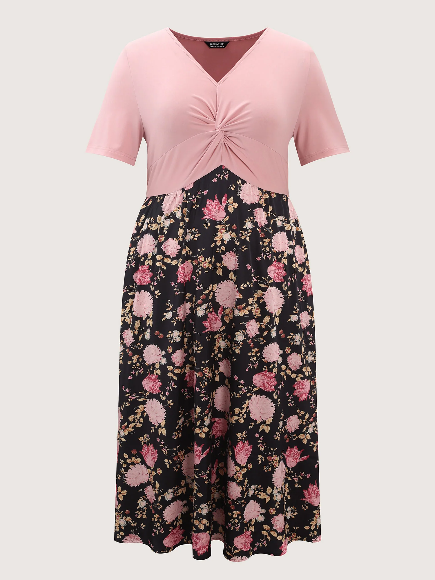Floral Print Ruched Bodice Midi Dress - Image 8