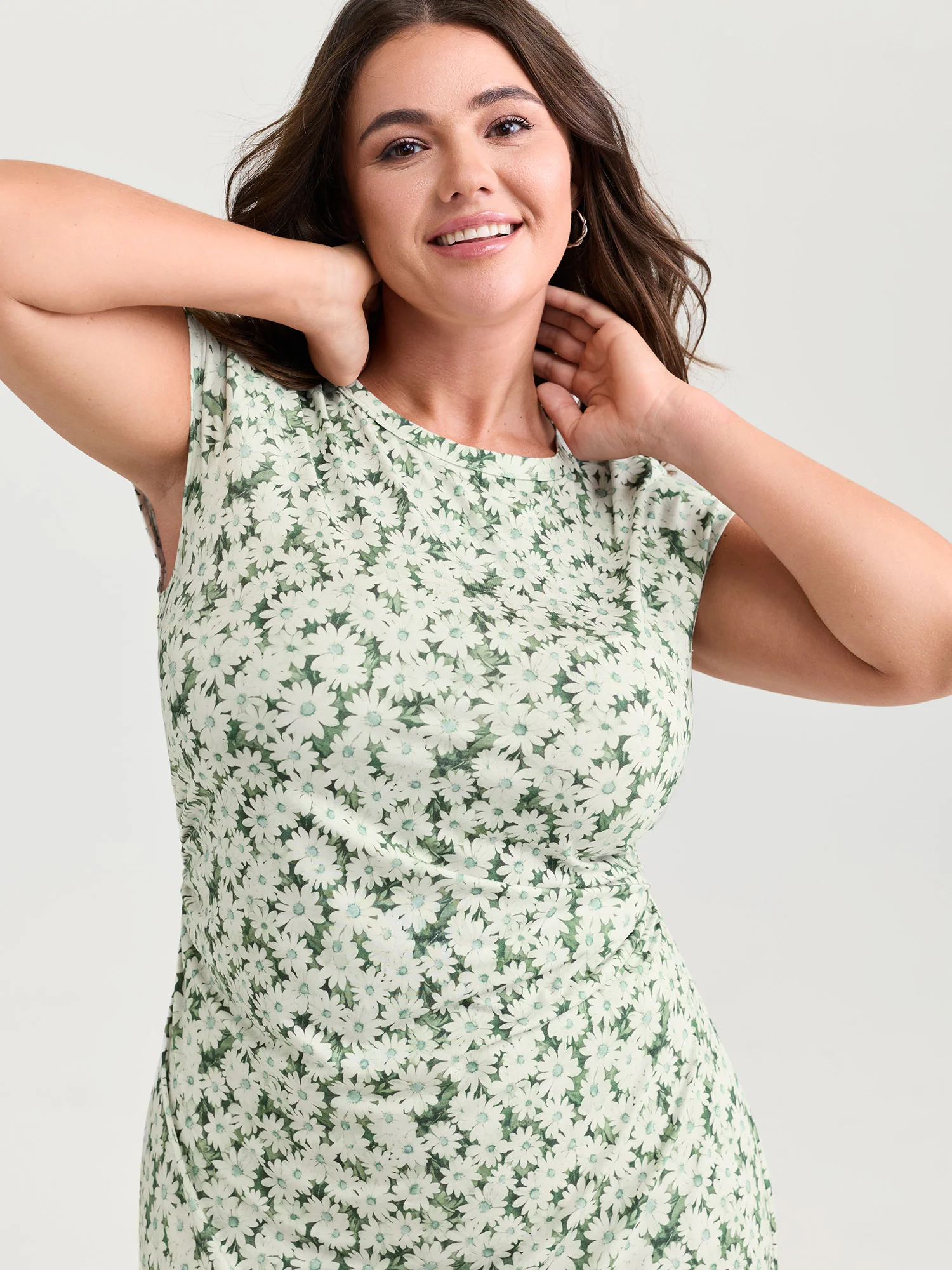 Floral Print Ruched Bodycon Fit Mini Dress - Image 2
