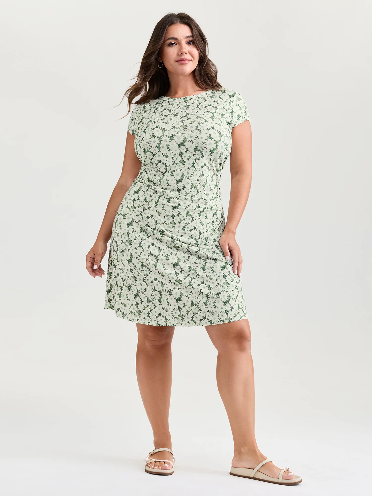 Floral Print Ruched Bodycon Fit Mini Dress - Image 3