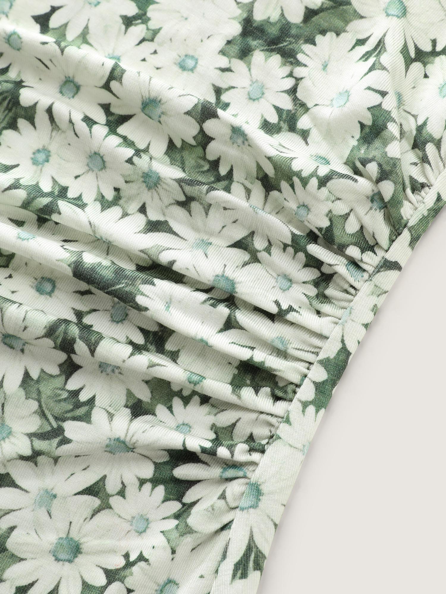 Floral Print Ruched Bodycon Fit Mini Dress - Image 5