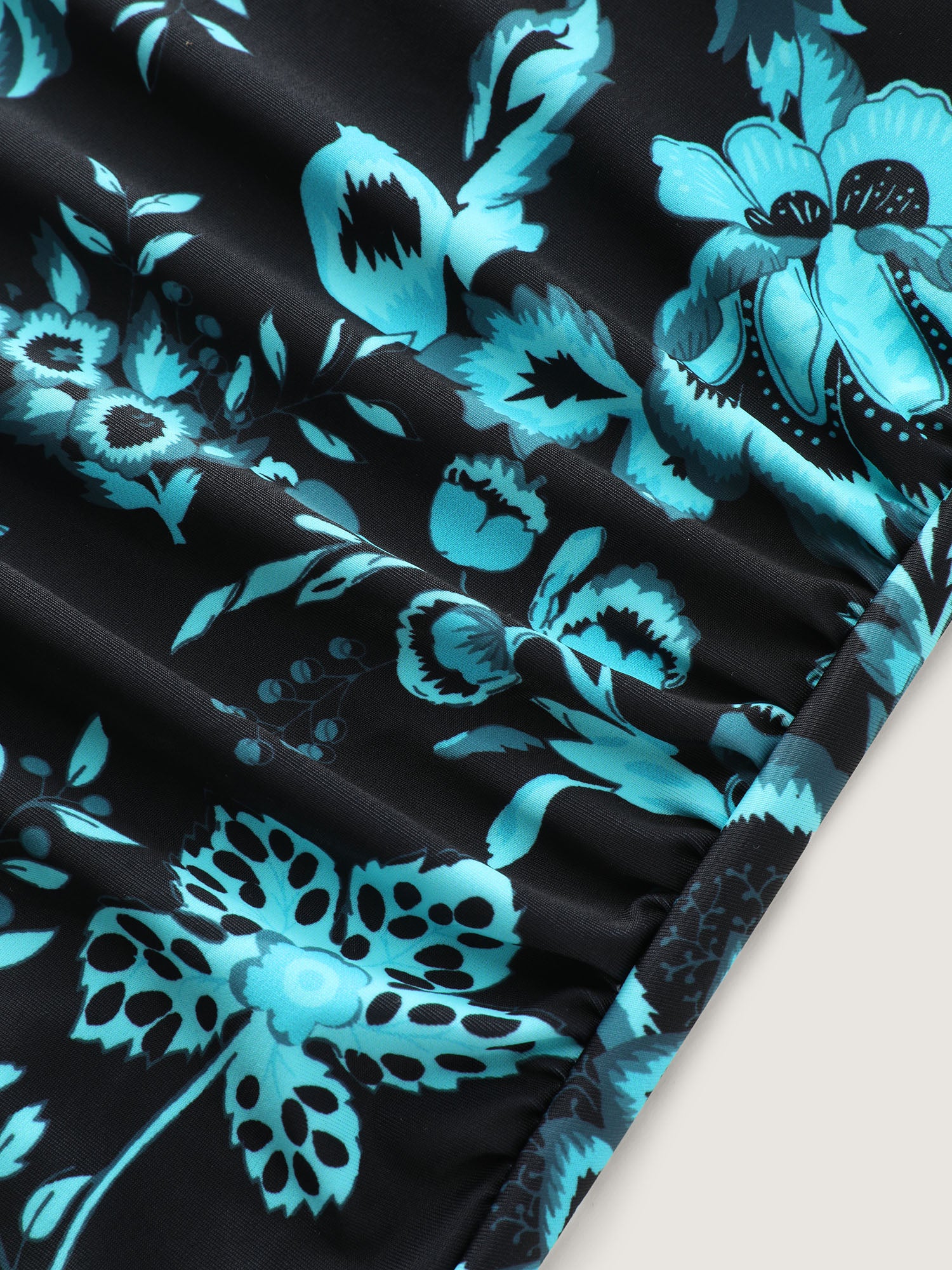 Two-Piece Floral Print Ruched Mesh Swimsuit, Sarong - Image 17