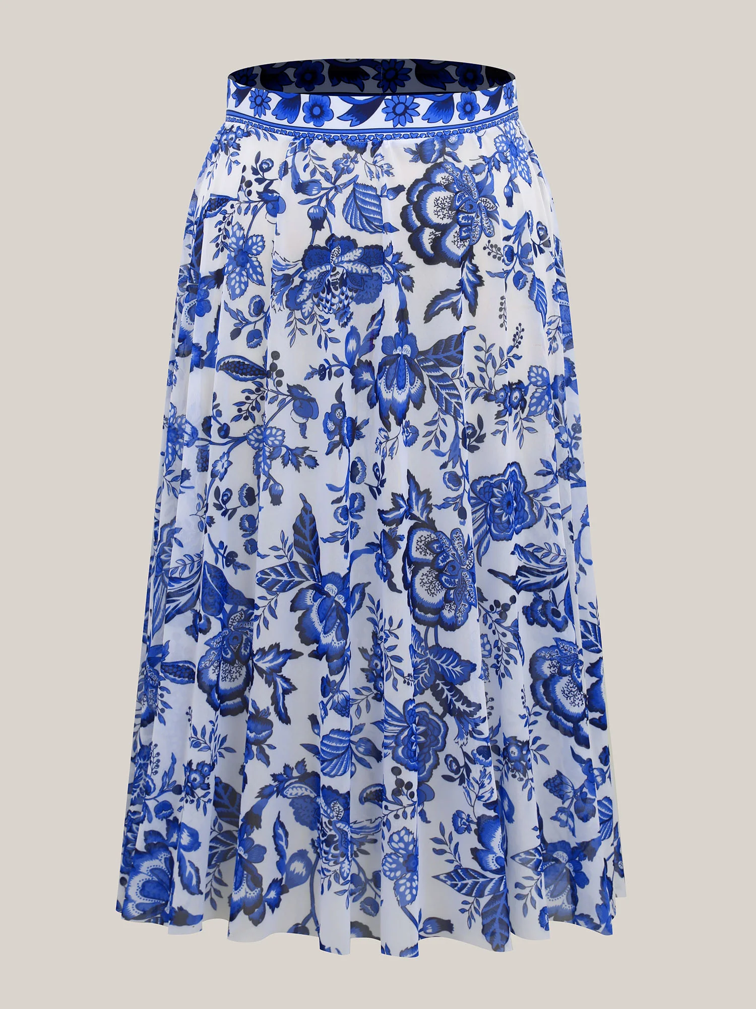 Two-Piece Floral Print Ruched Mesh Swimsuit, Sarong - Image 8