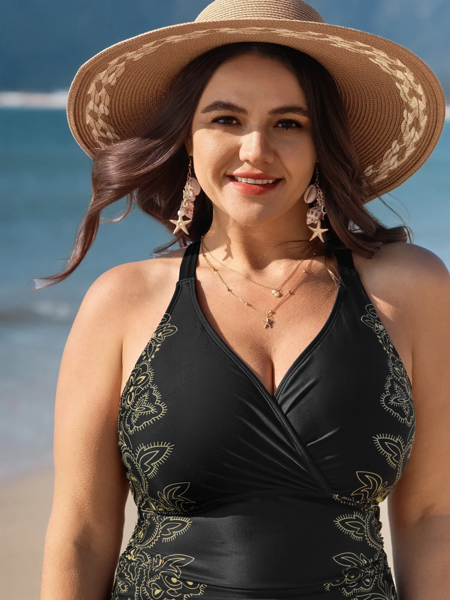 Floral Print Ruched One Piece Swimsuit - Image 2