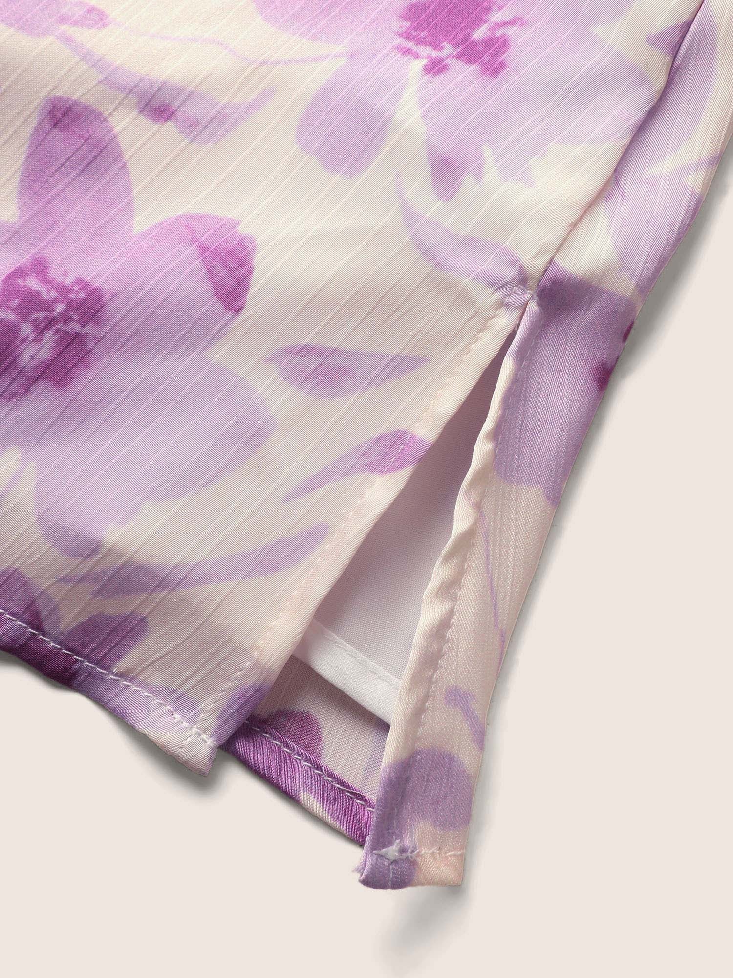 Floral Print Ruched Split Hem Cami Top - Image 6