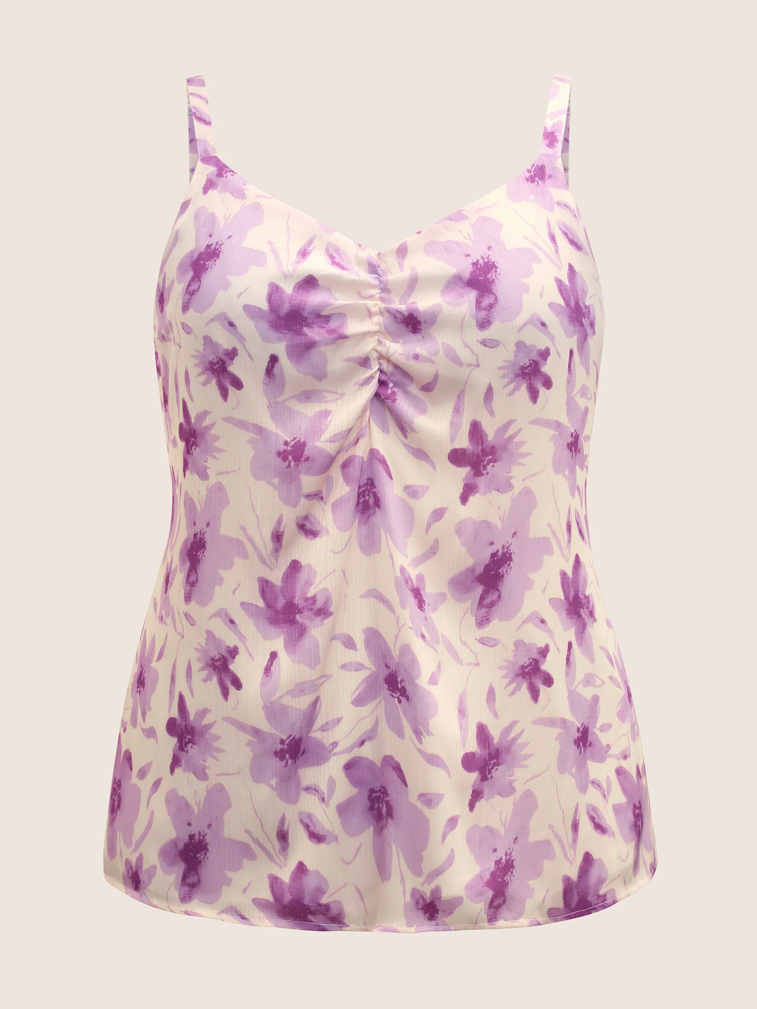 Floral Print Ruched Split Hem Cami Top - Image 7