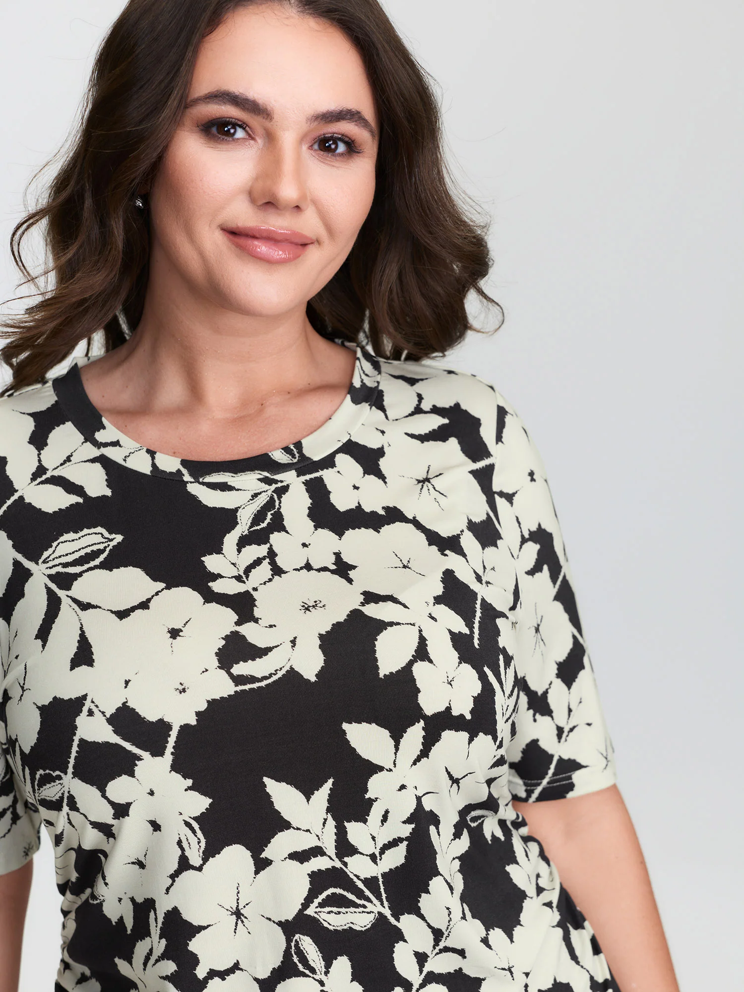 Supersoft Floral Print Ruched T-Shirt - Image 2