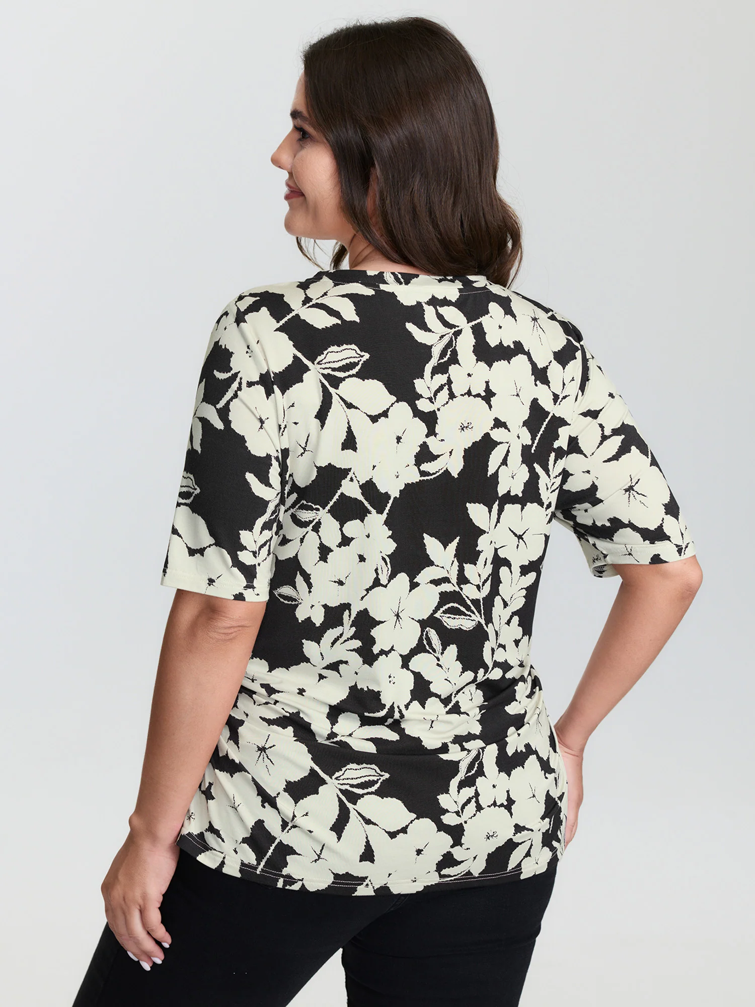 Supersoft Floral Print Ruched T-Shirt - Image 5