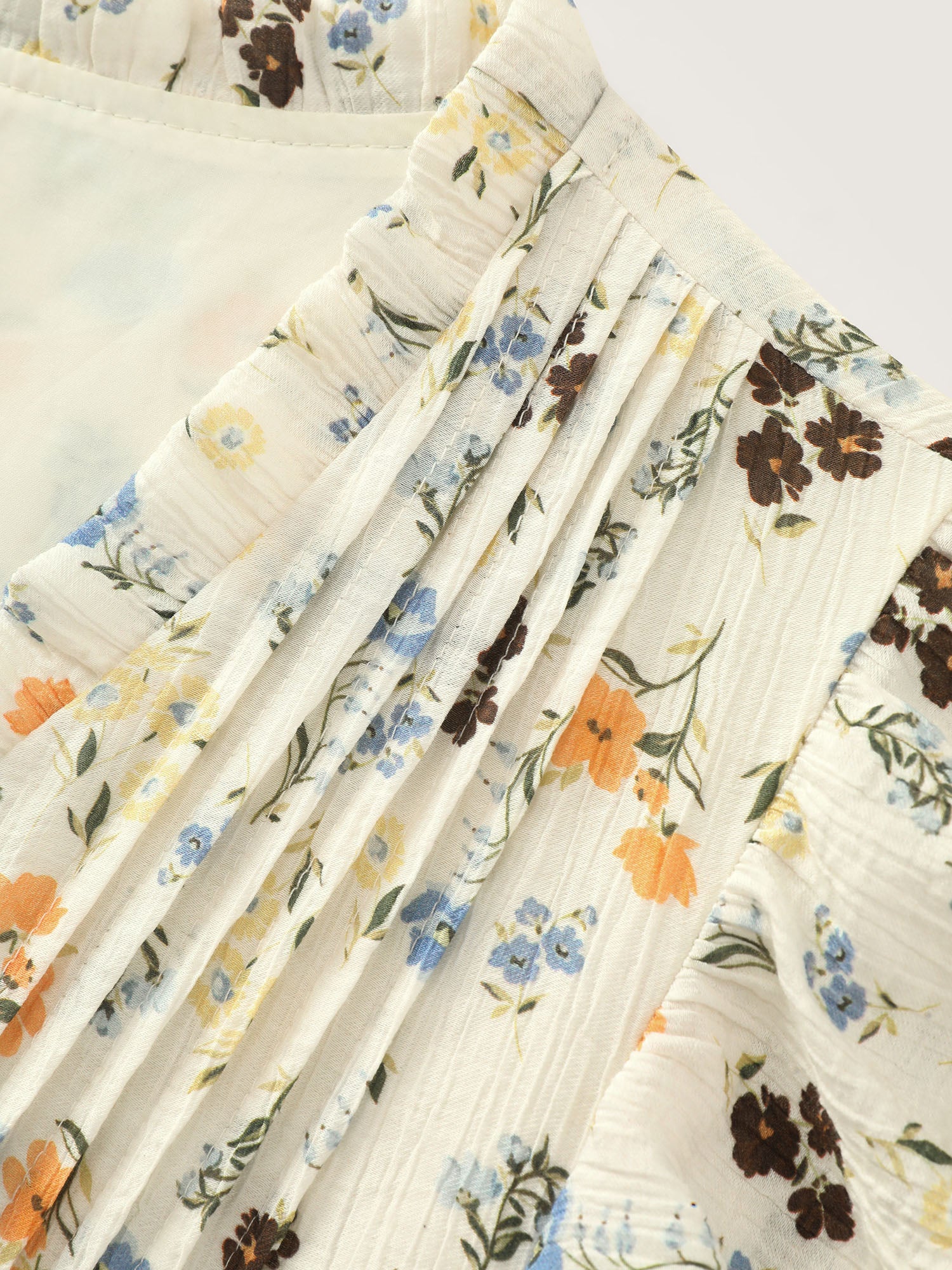 Floral Print Ruffled Detail Lace Blouse - Image 5