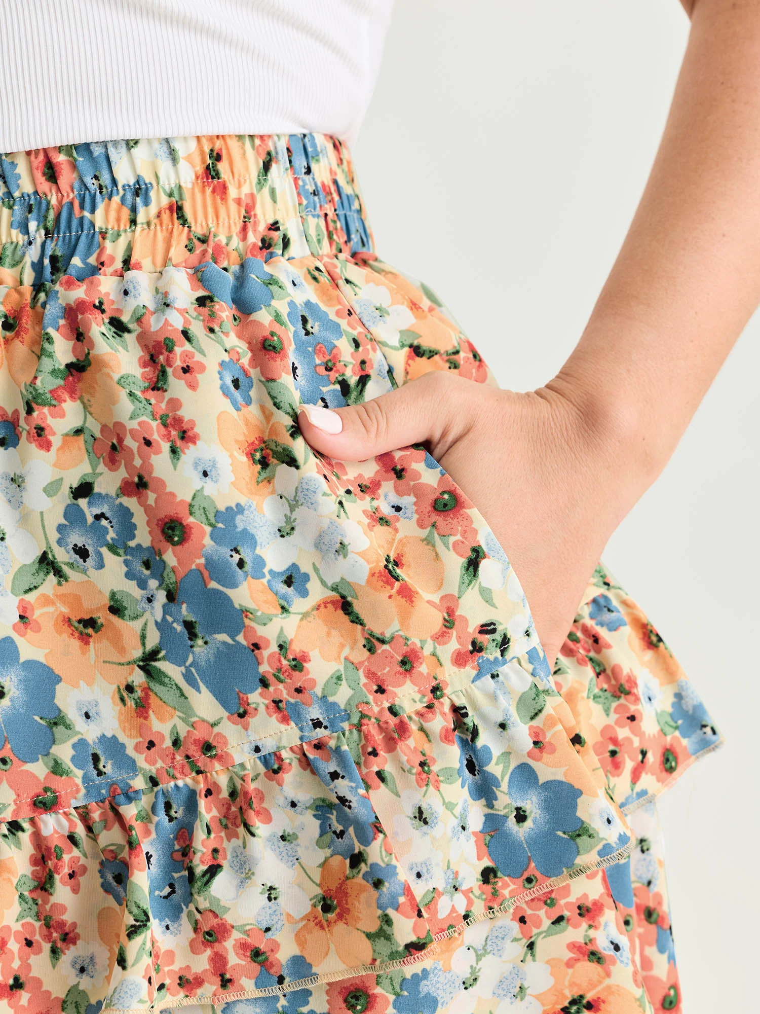 Floral Print Ruffled Edge Mini Skirt - Image 3
