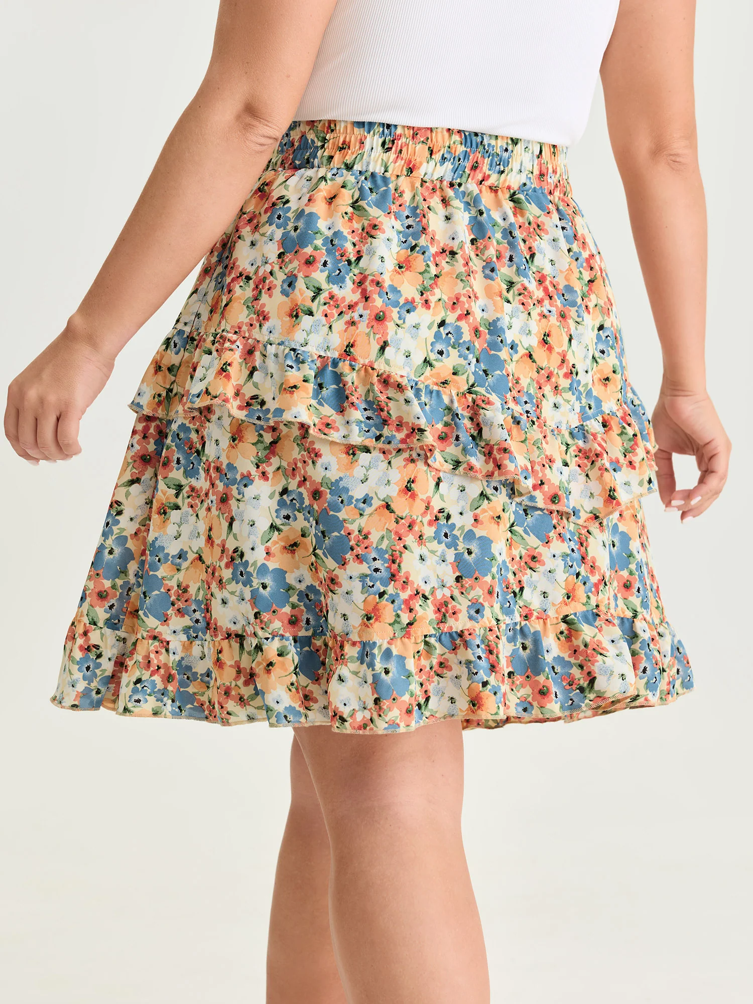 Floral Print Ruffled Edge Mini Skirt - Image 5