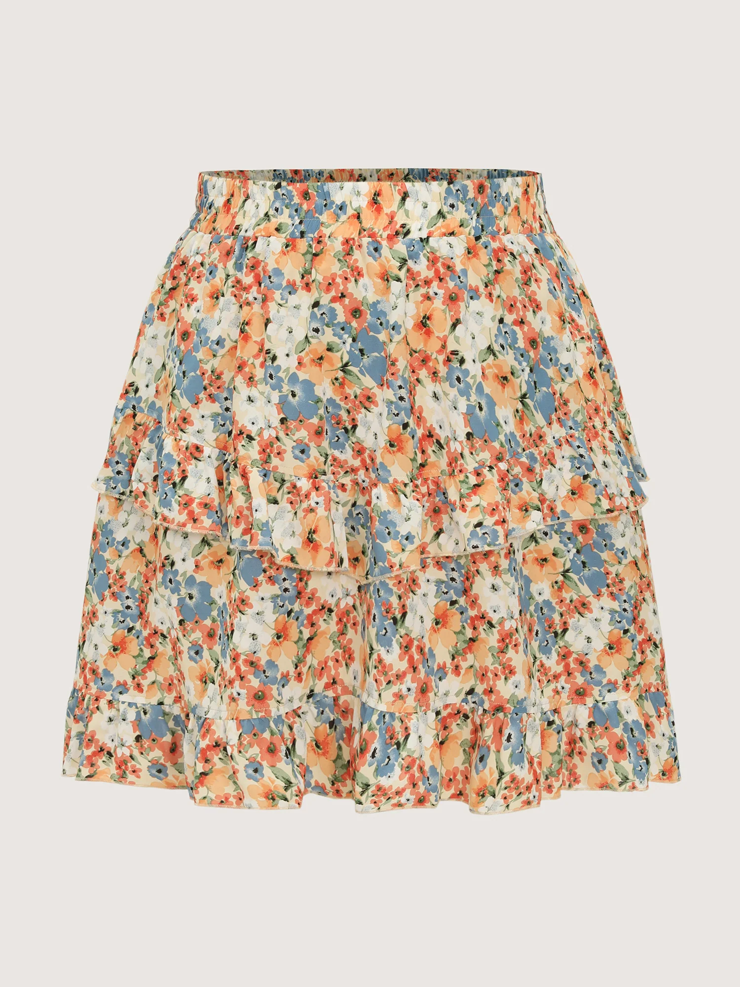 Floral Print Ruffled Edge Mini Skirt - Image 8