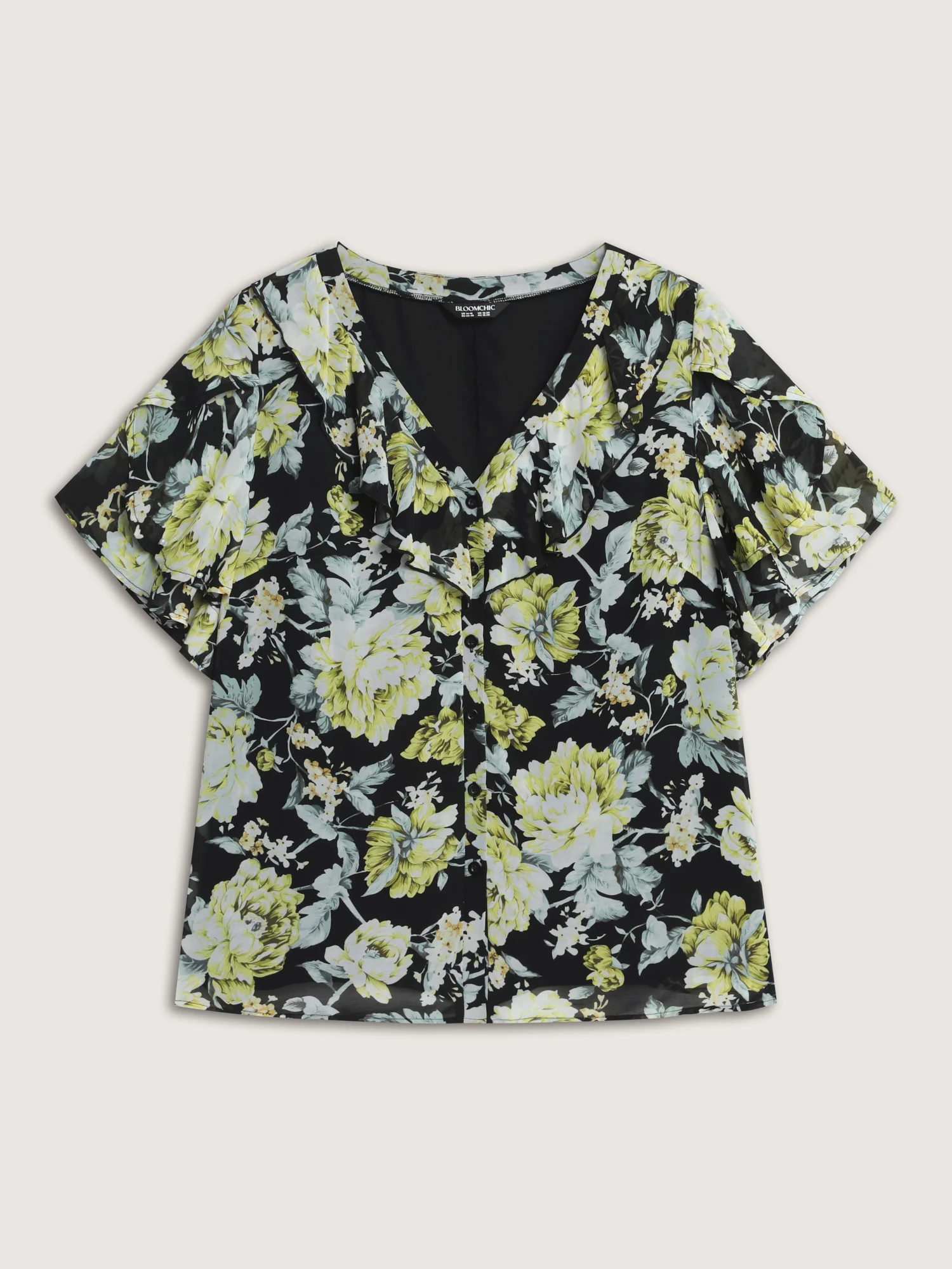 Floral Print Ruffled Edges Blouse - Image 8